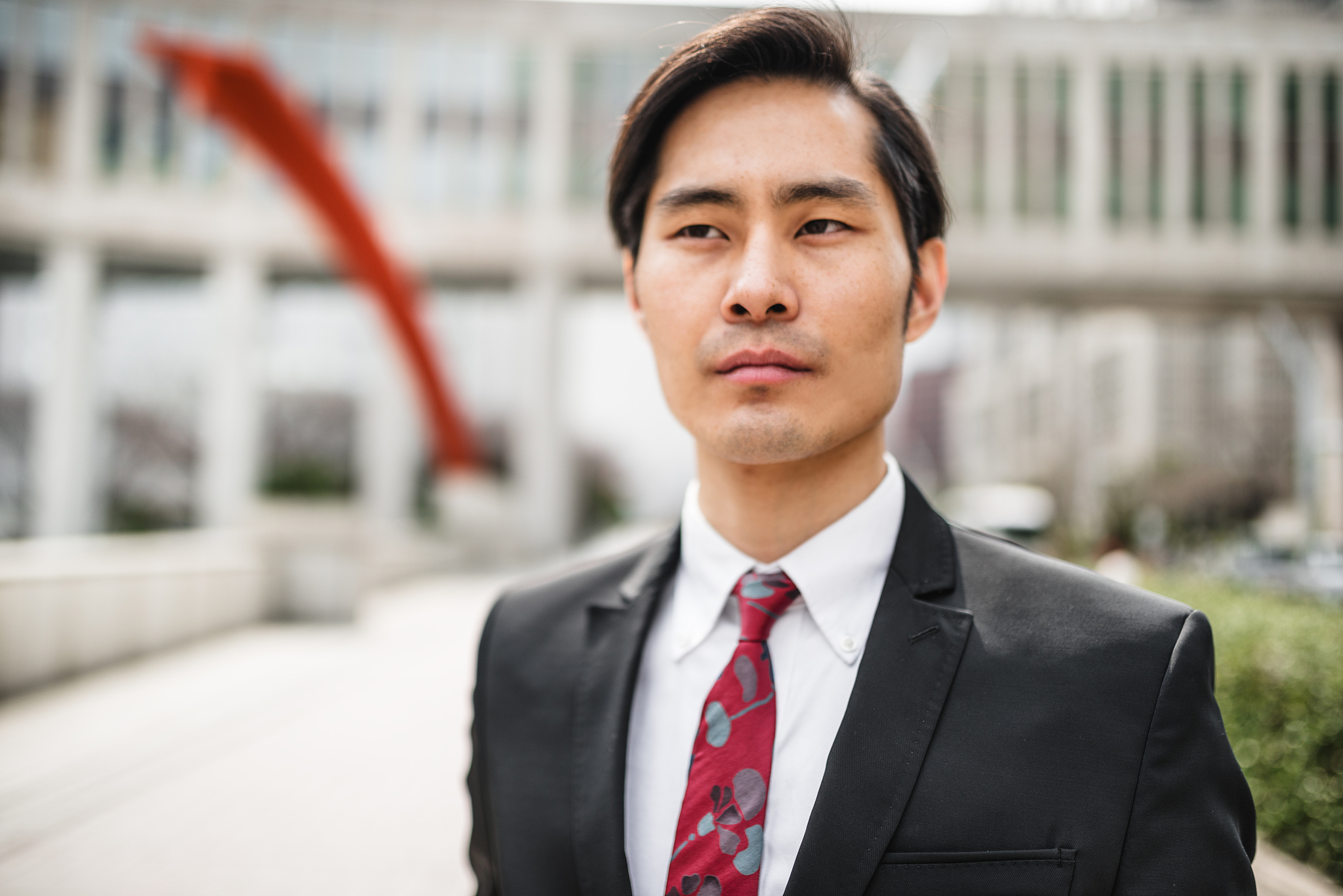 japanese businessman standing on the city