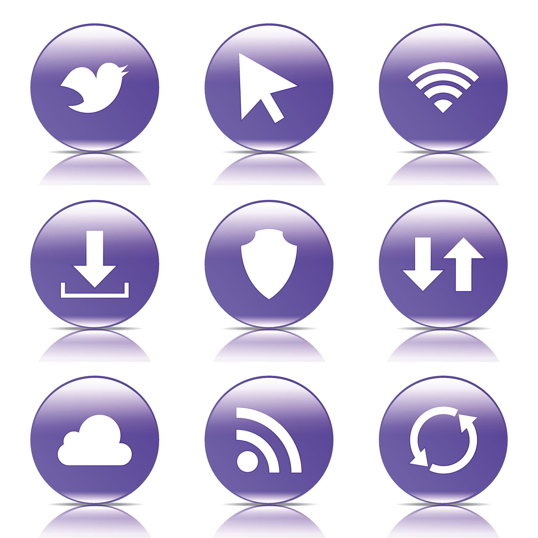 web internet social violet vector button icon design set