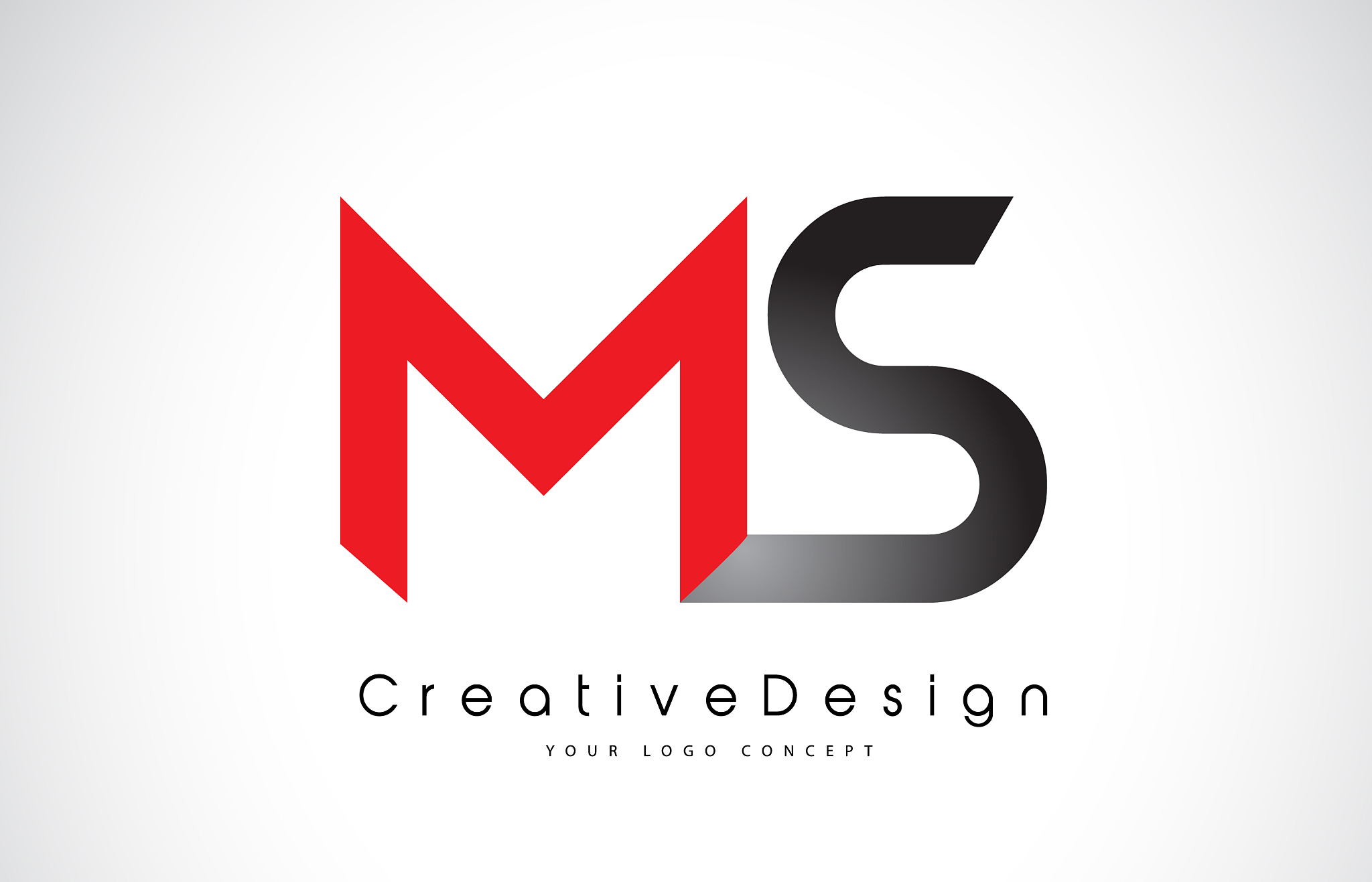 red and black ms m s letter logo design creative