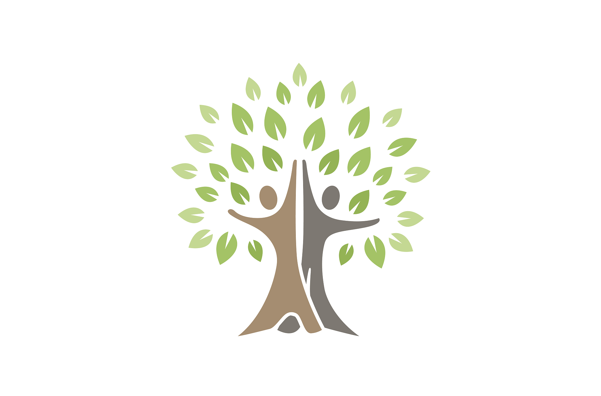 creative two people tree  symbol design
