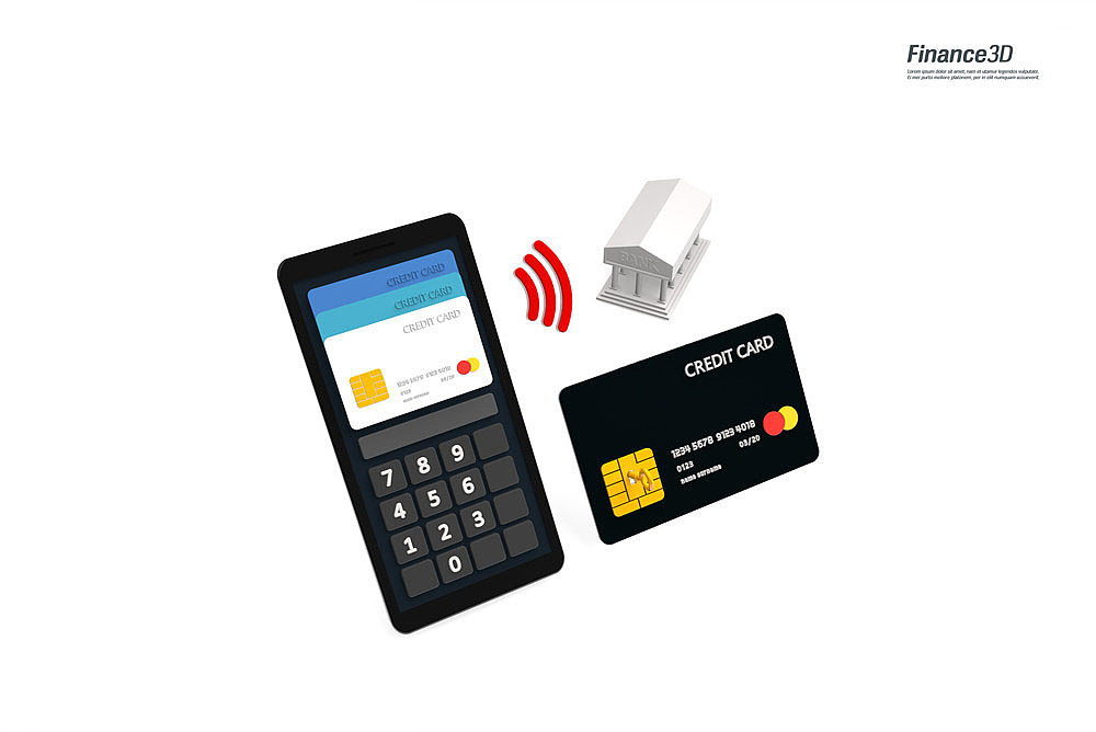 3d illustration of financial payment technology