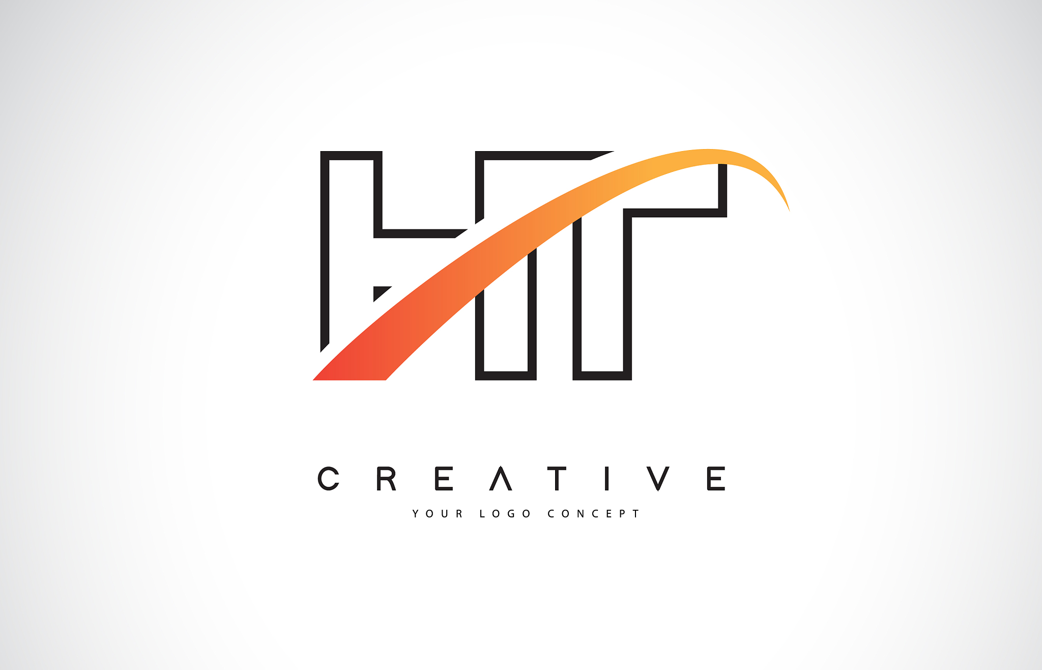 ht h t swoosh letter logo design with modern