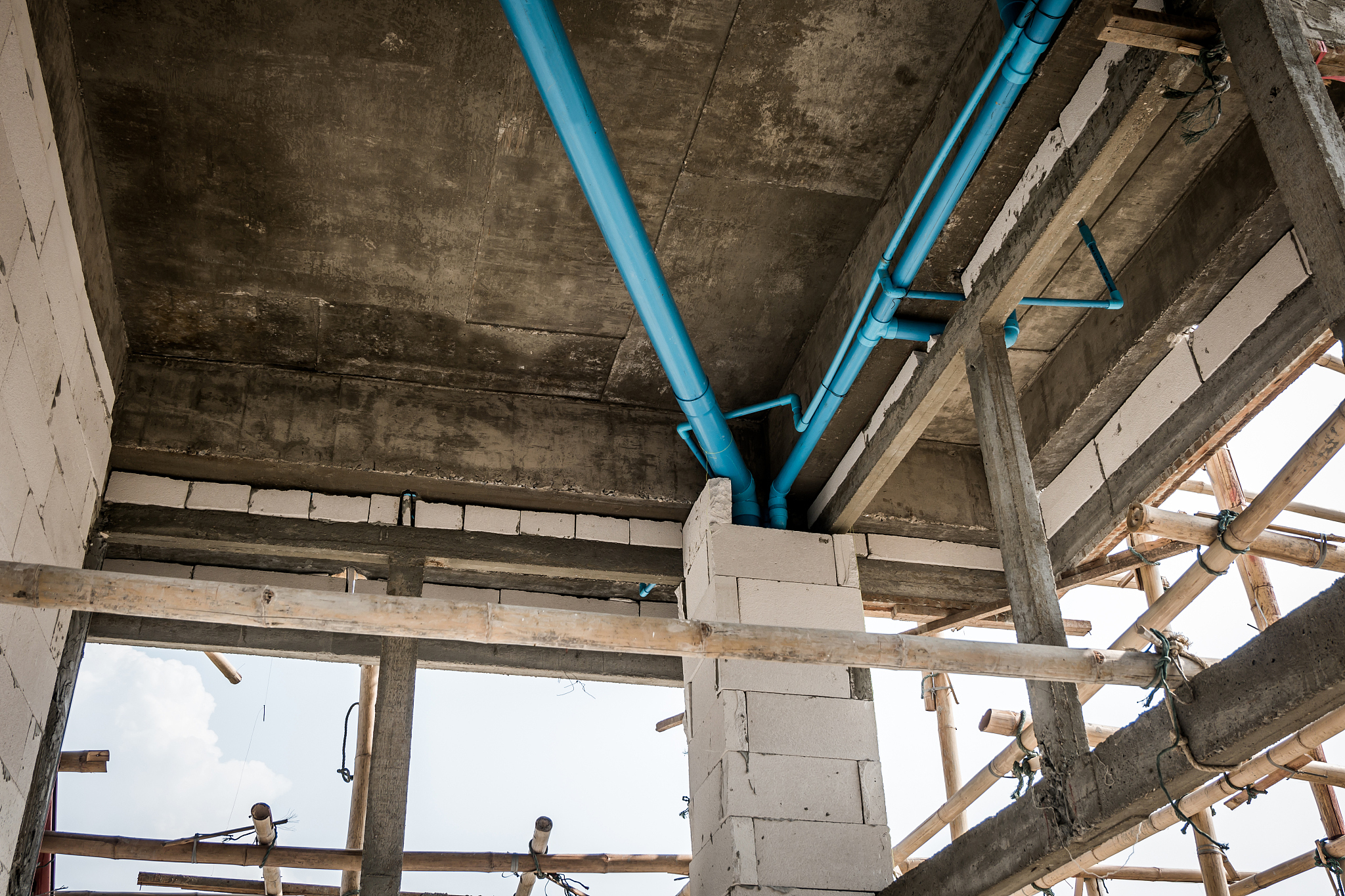 unfinished sanitation construction