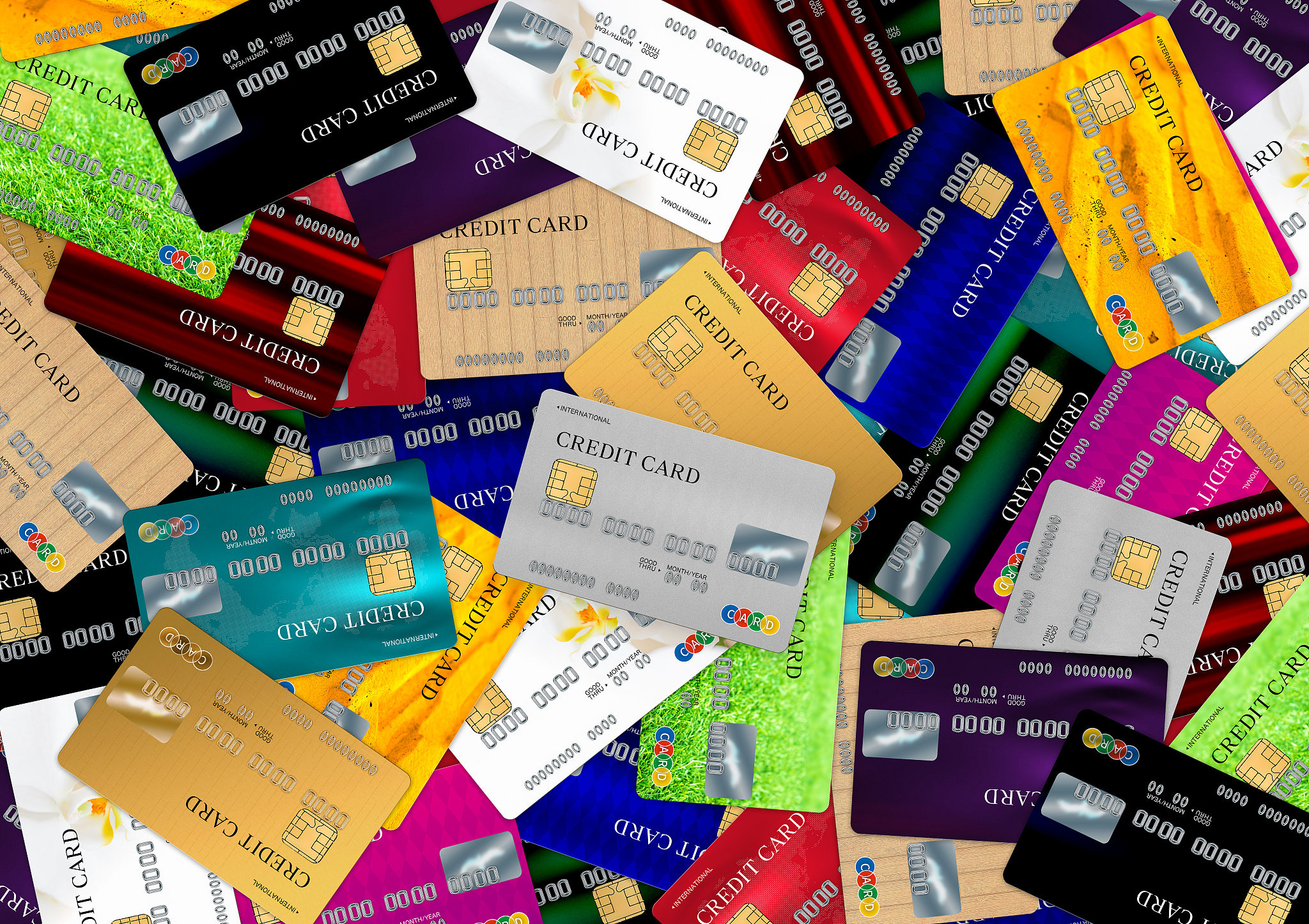 creditcards piled up in large quantities