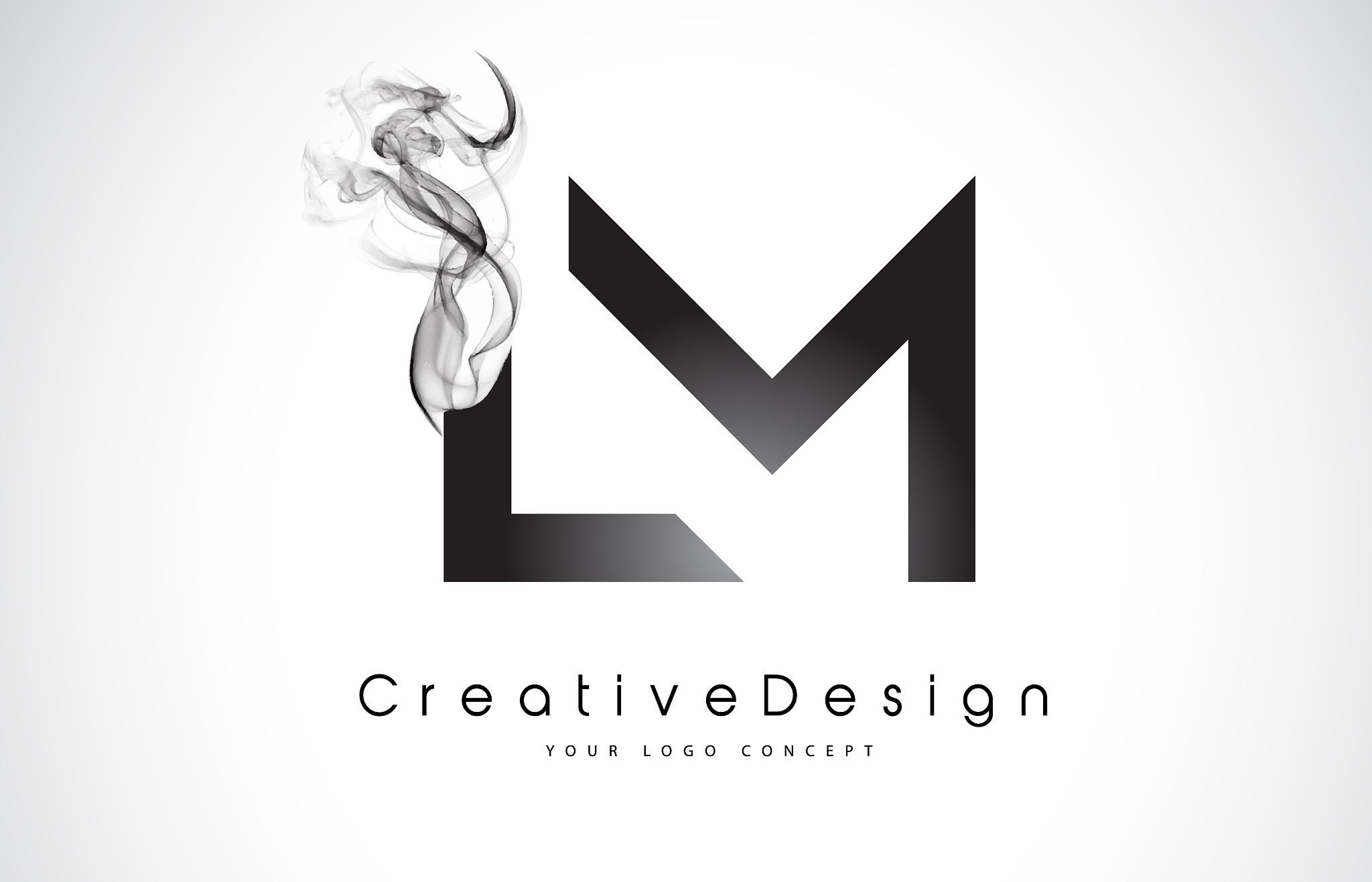 lm letter logo design with black smoke