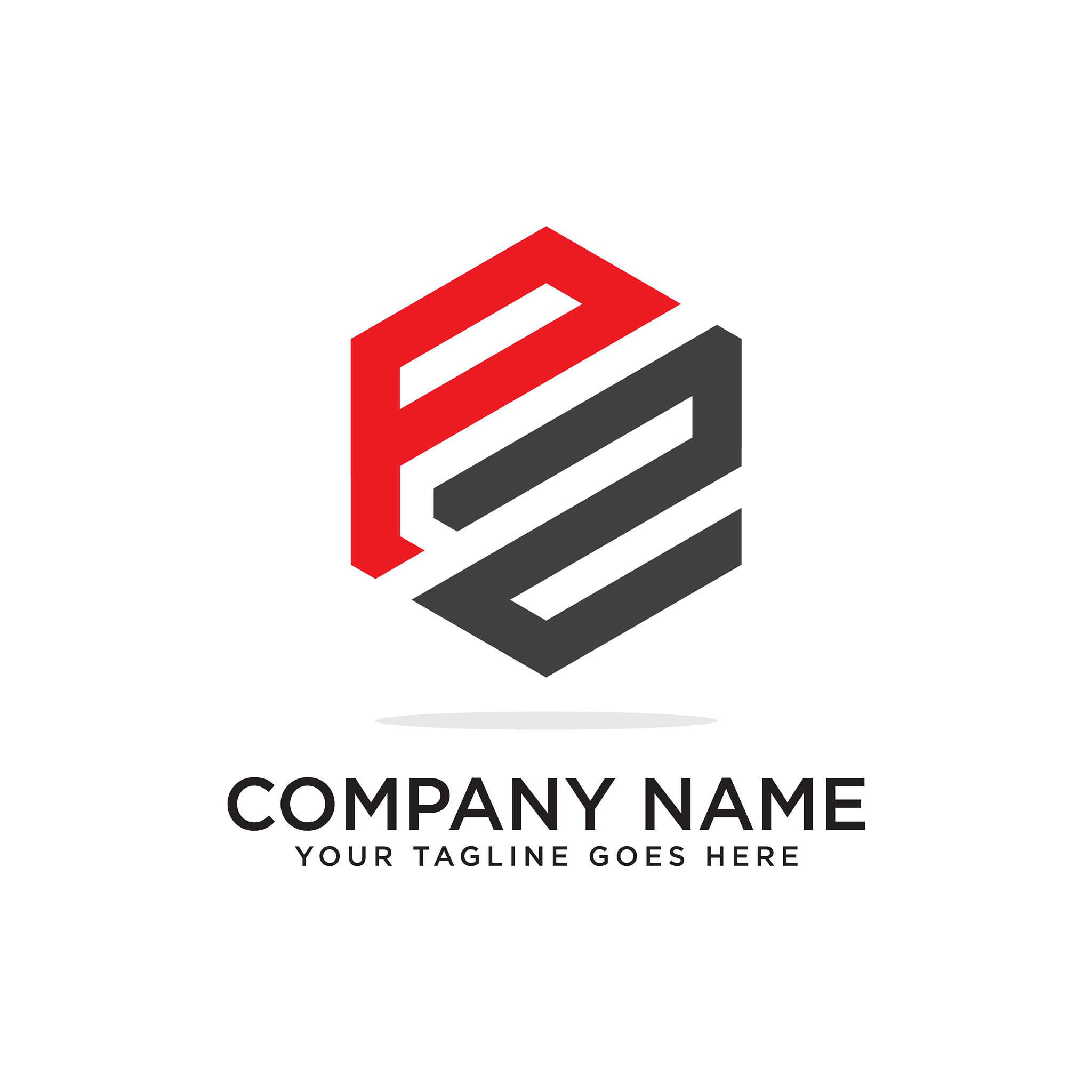 p and z hexagonal logo design template initial