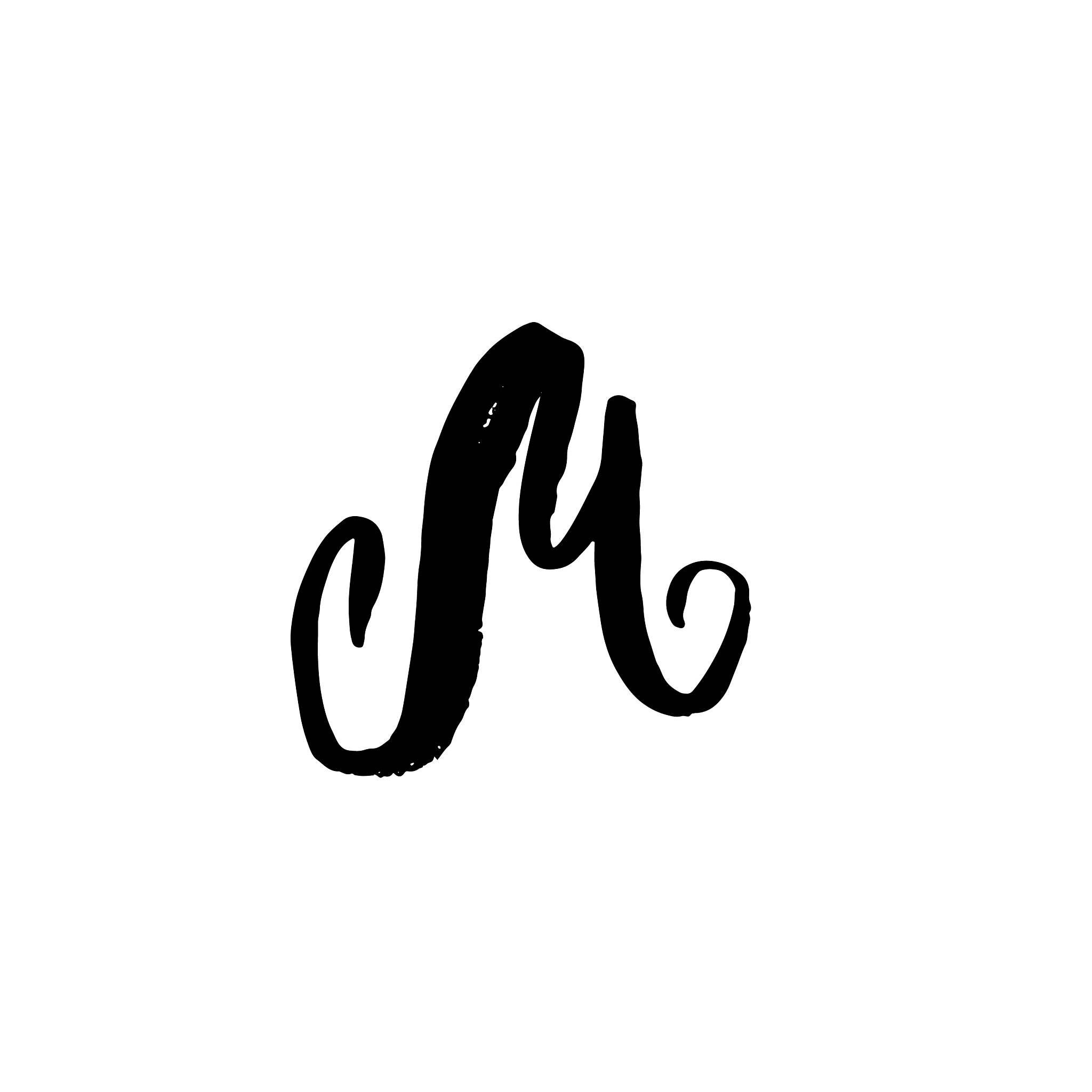 hand painted letter m dry brush modern lettering