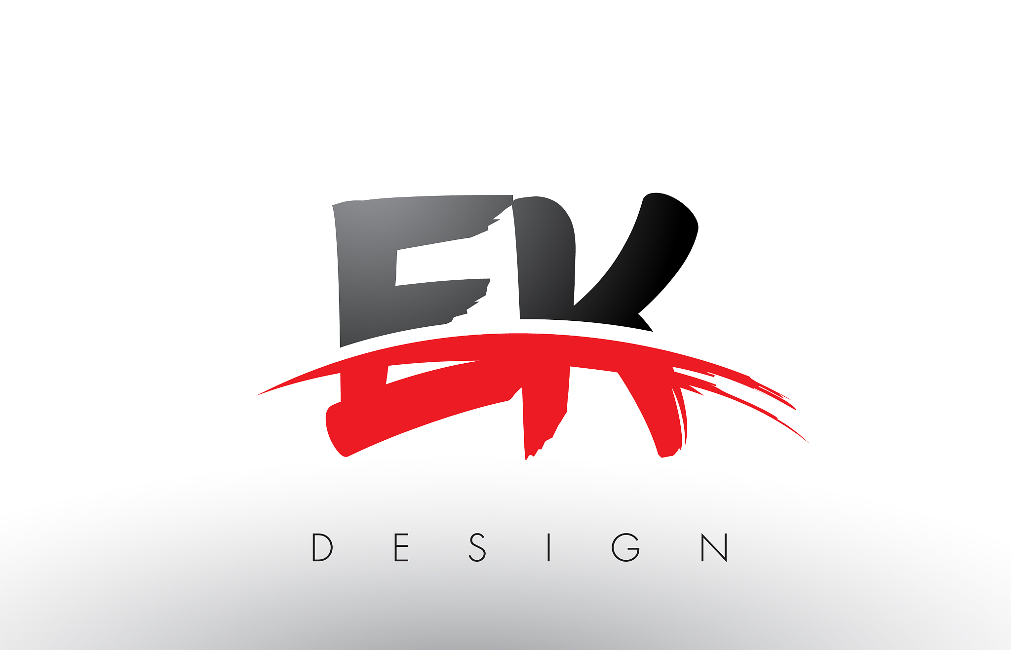ek e k brush logo letters with red and black