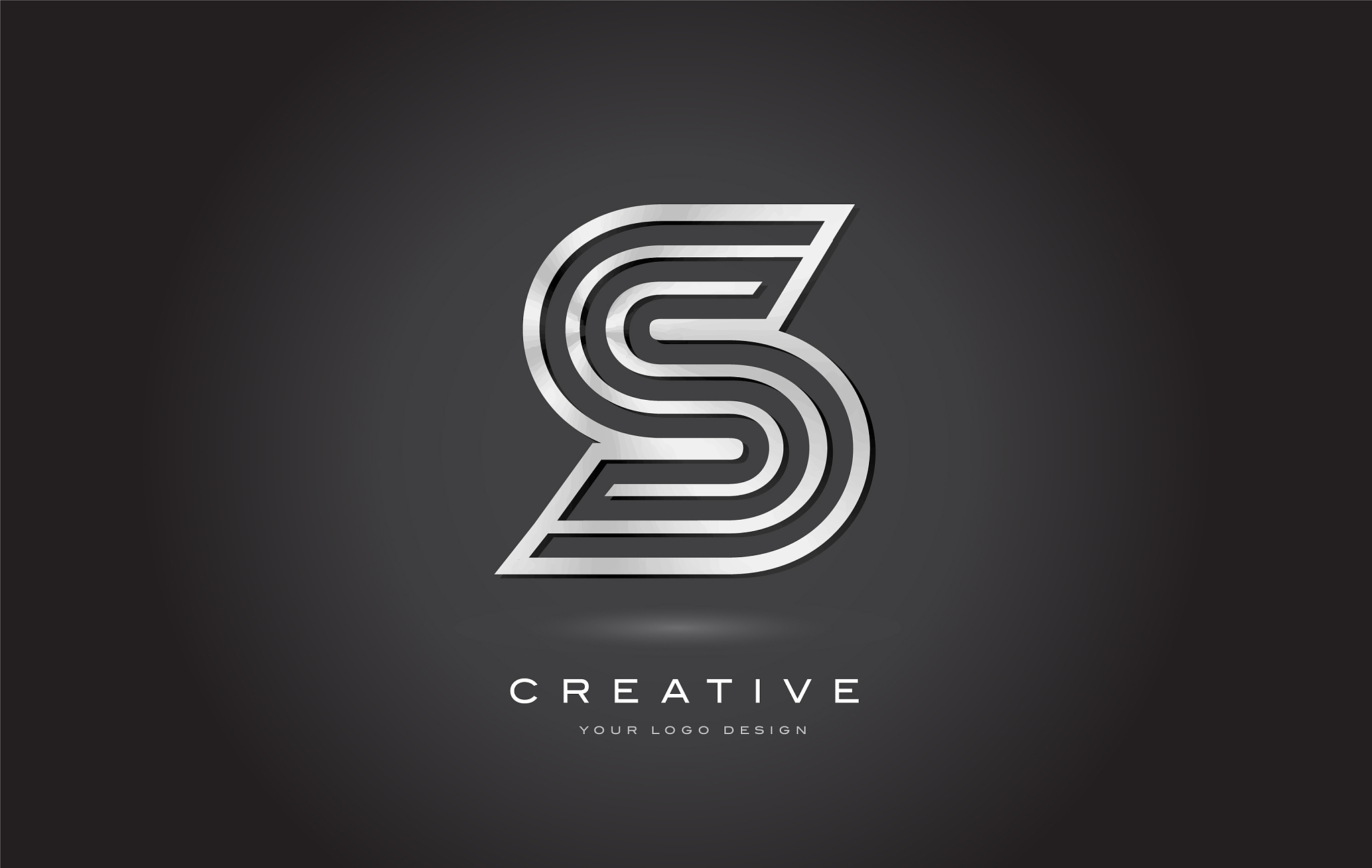 s silver steel letter monogram logo design