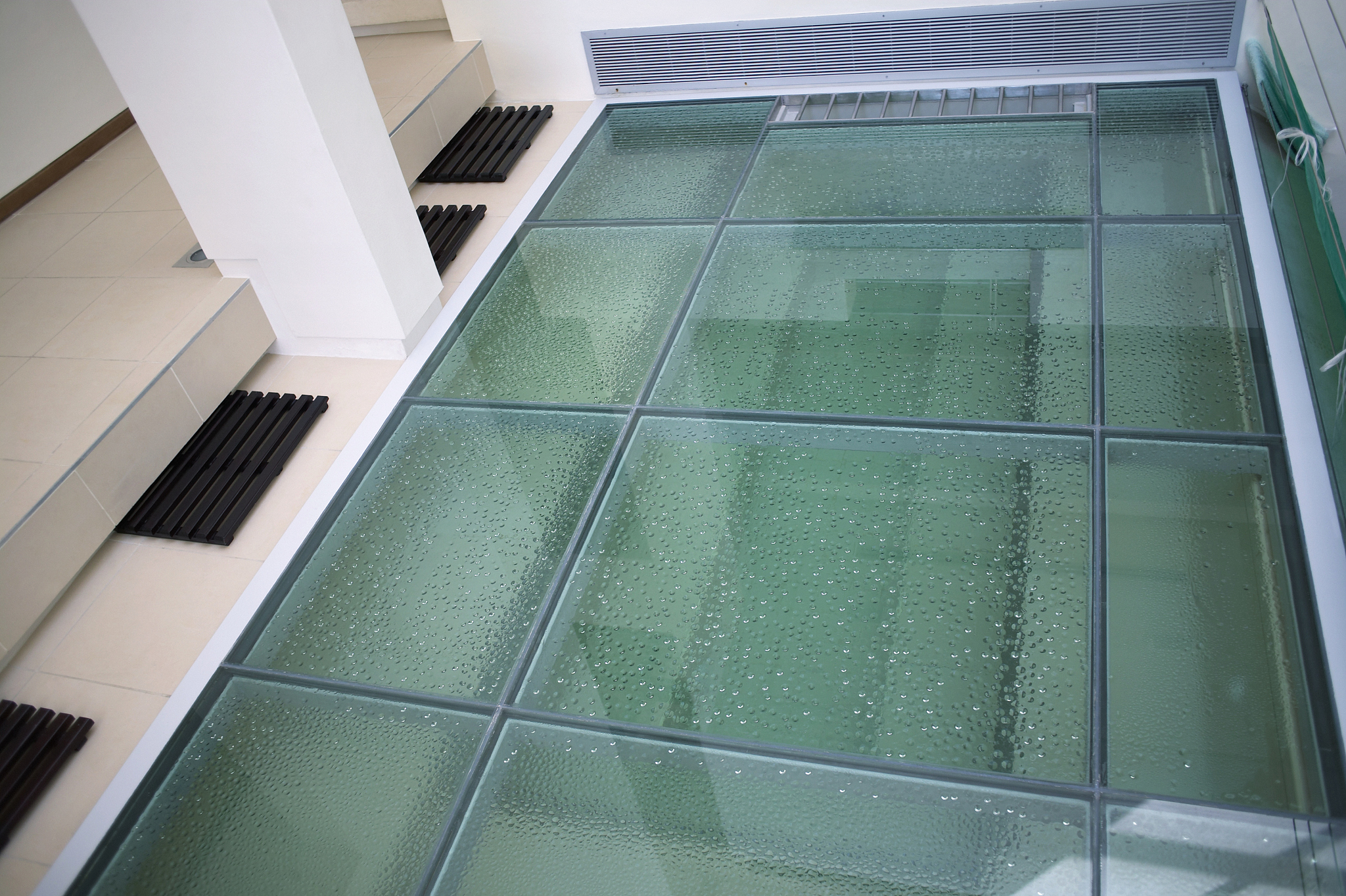 high angle view of a glass floor