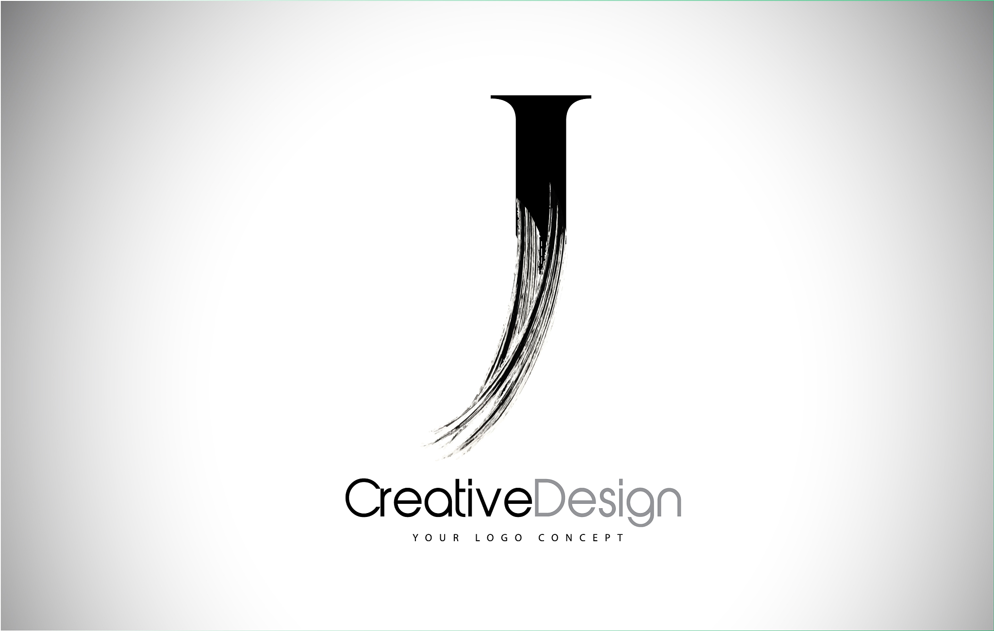 j brush stroke letter logo design black paint