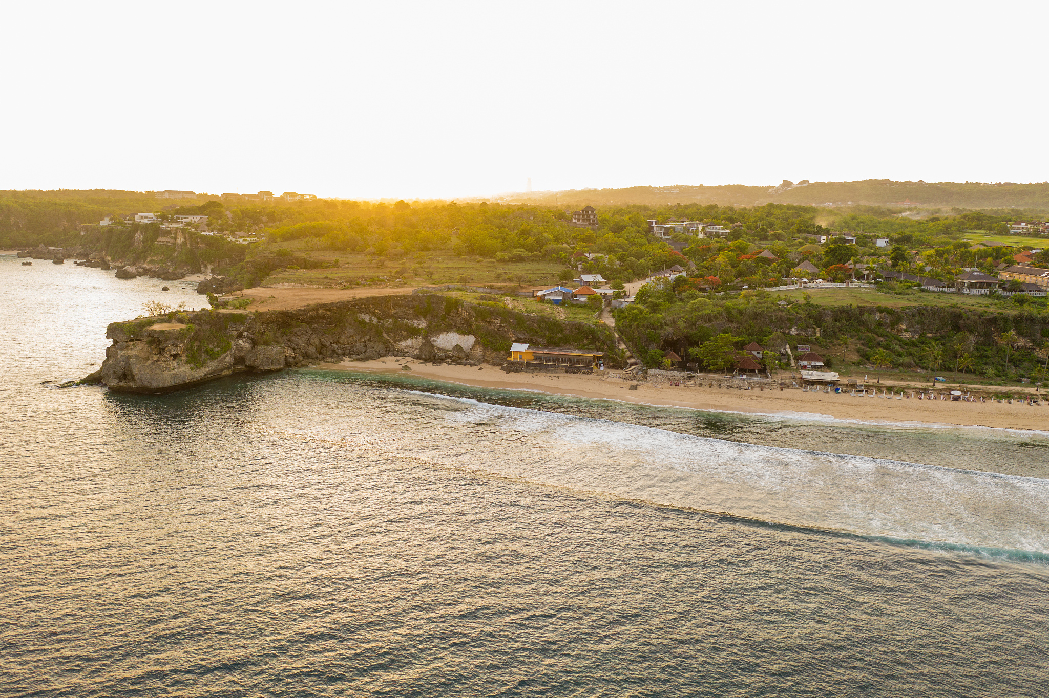 view from the top of balangan beach. nature background drone sho