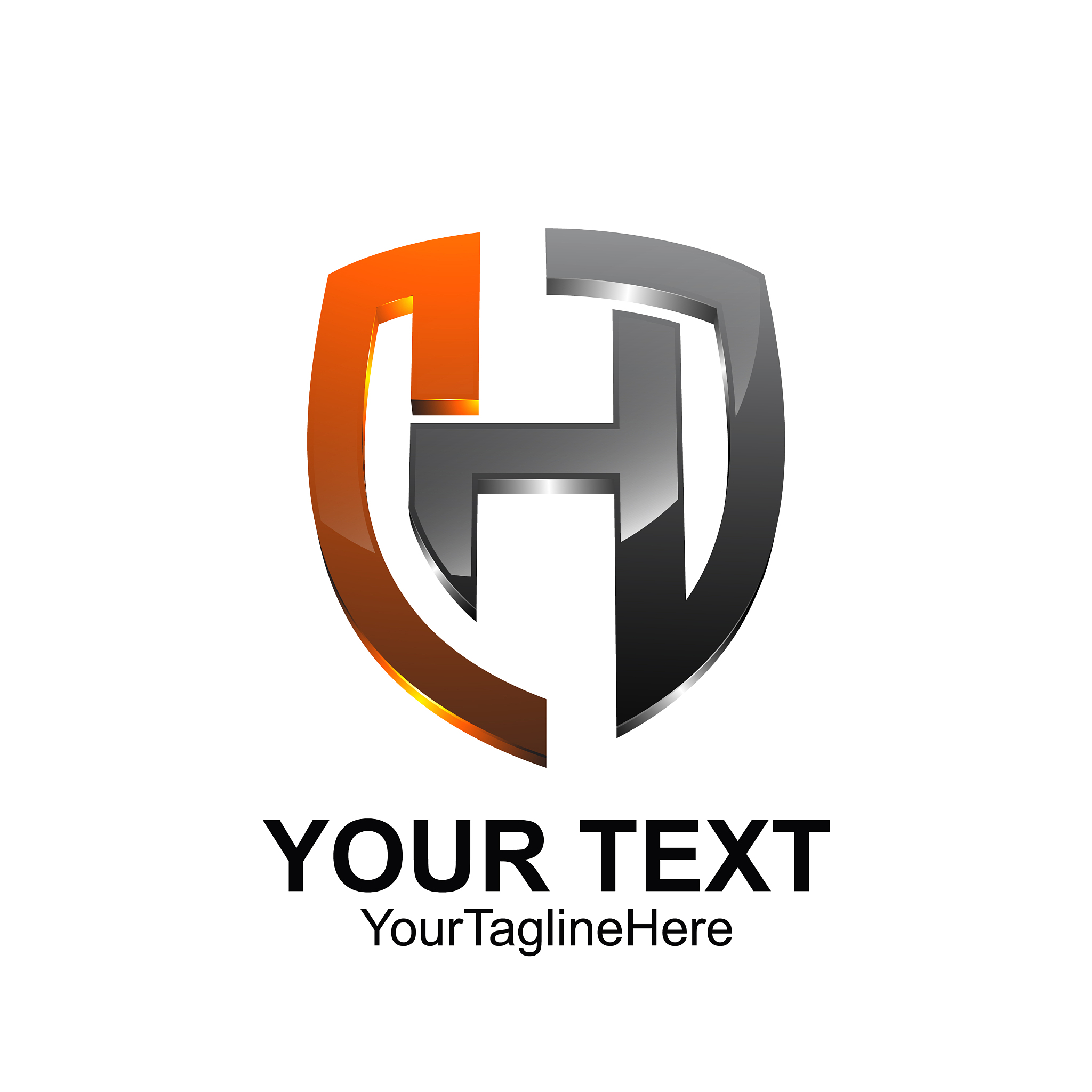 initial letter h logo template colored bronze