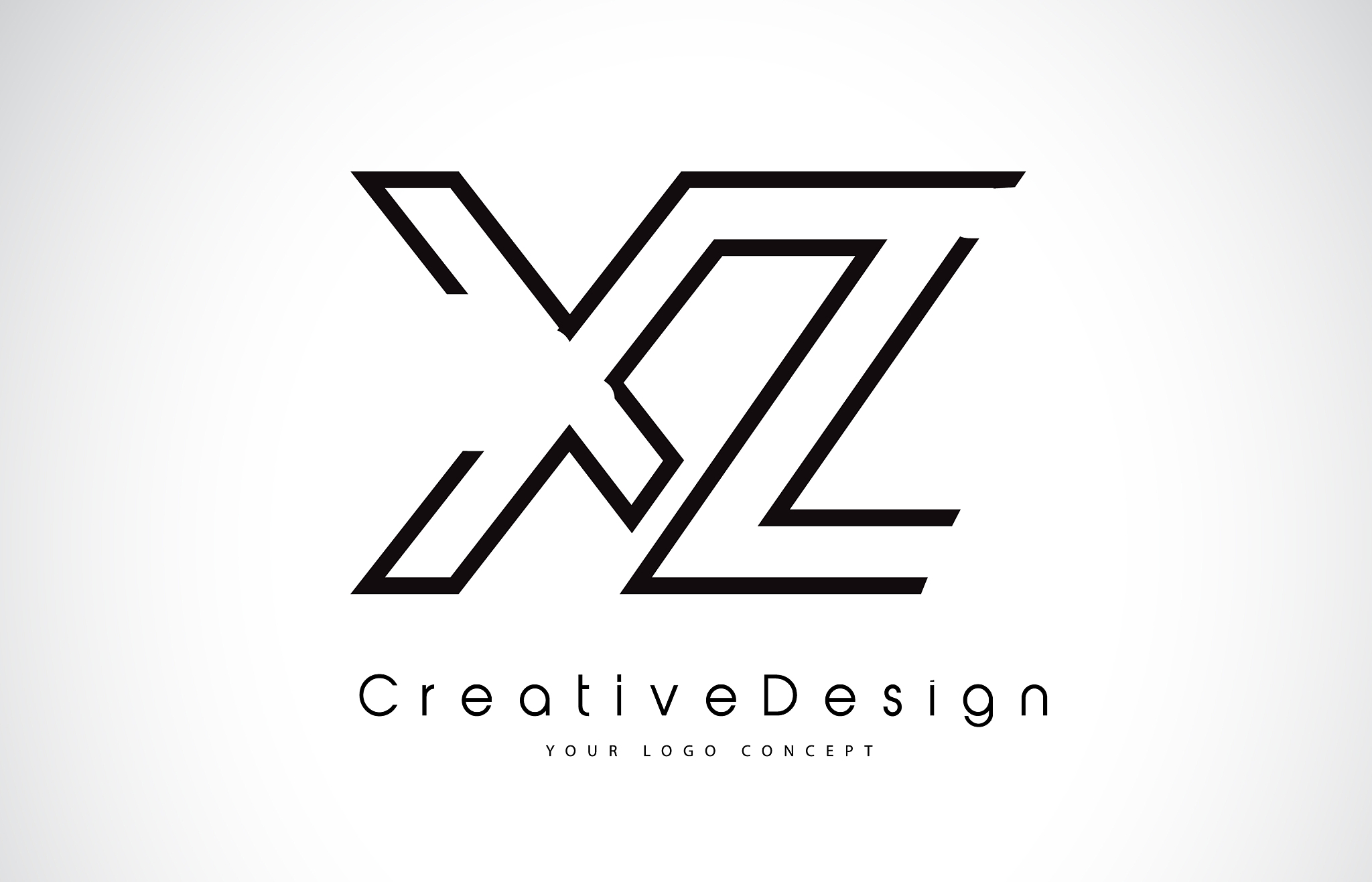 xz x z letter logo design in black colors