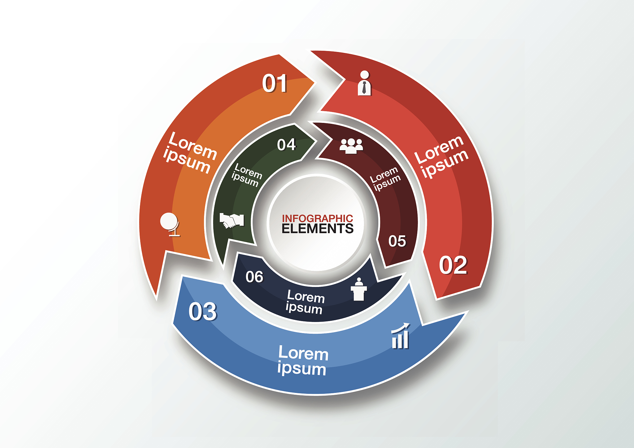 vector circle arrows for infographic,6 options