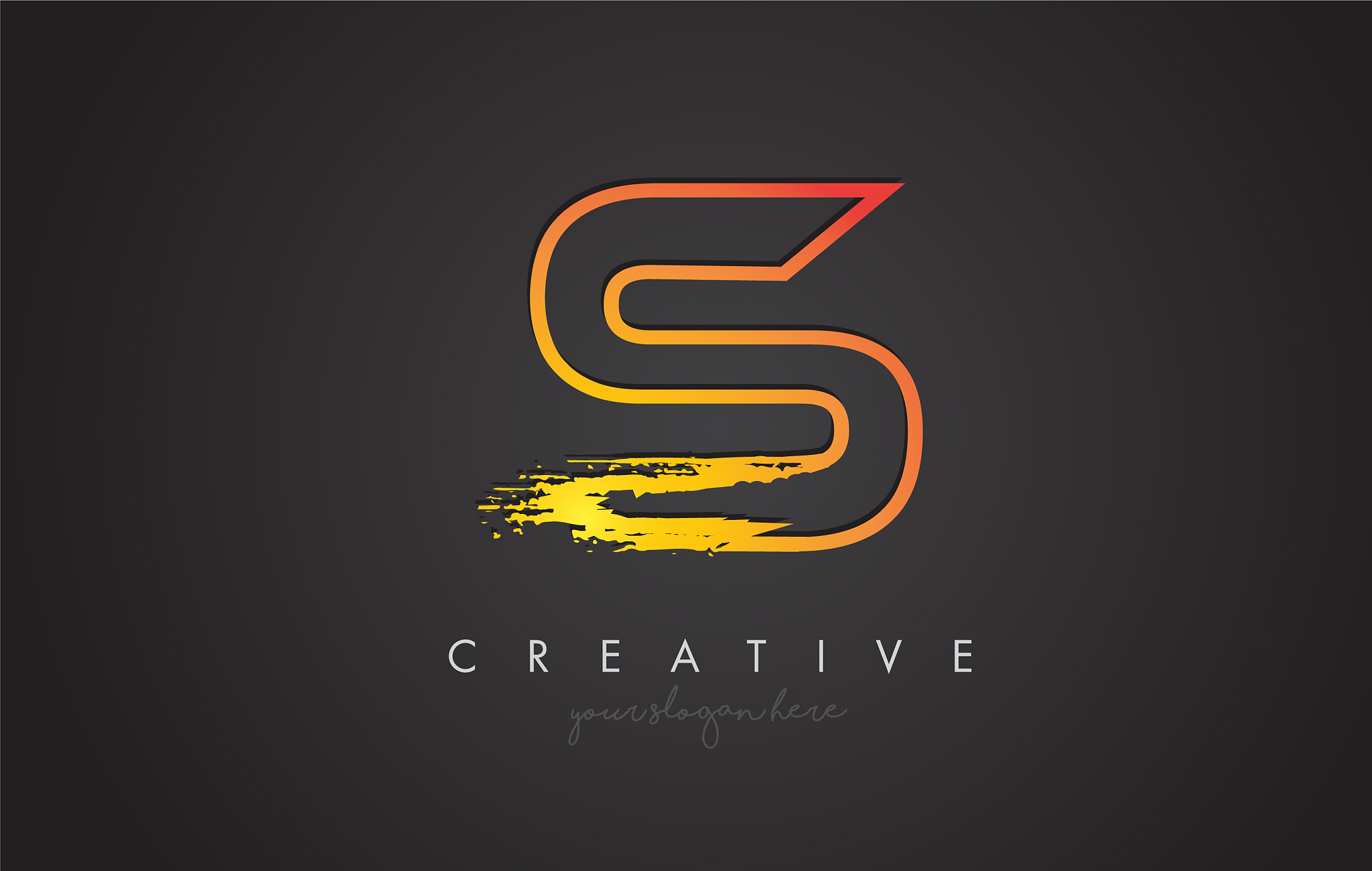 s letter design with golden outline and grunge