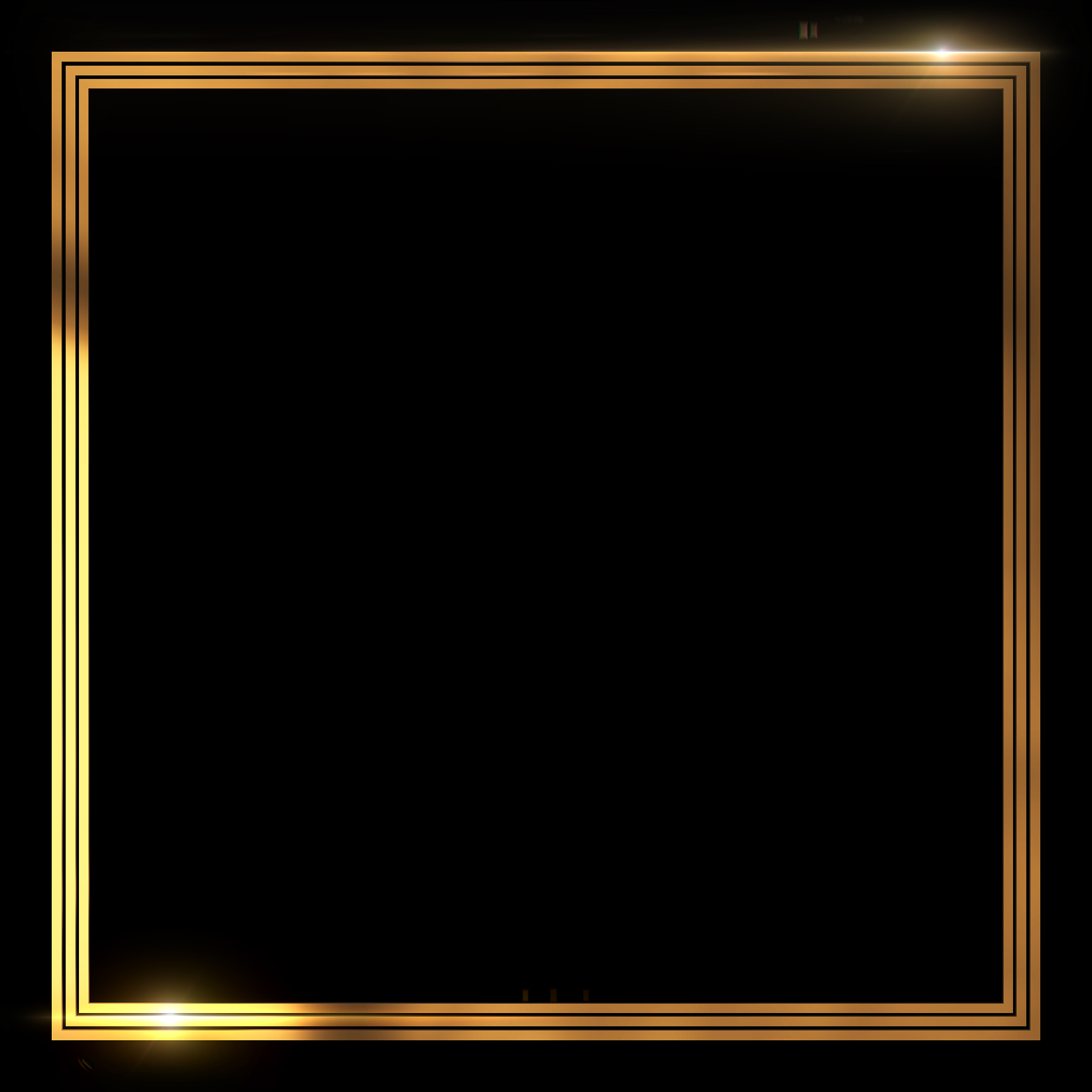gold metal glitter and shiny frame isolated on black background