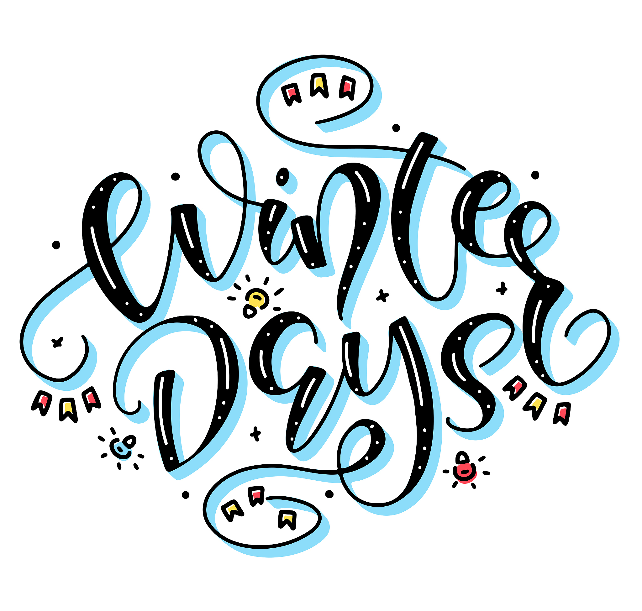 blue vector illustration with festive, new year, doodle elements