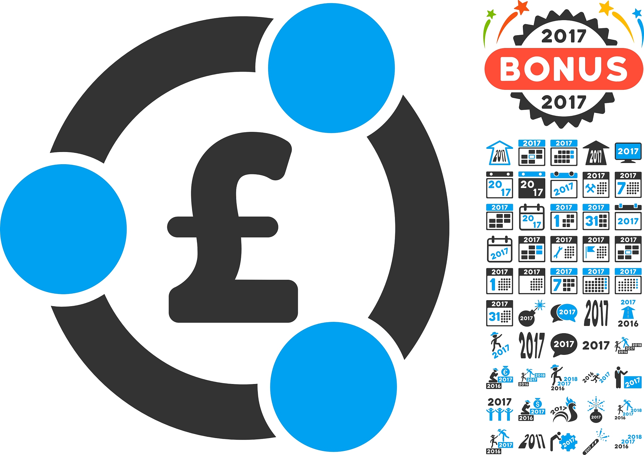 pound financial collaboration icon with 2017 year