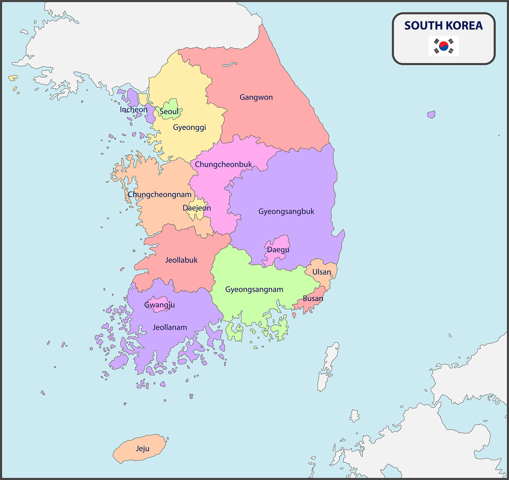 political map o<strong>f</strong> south korea