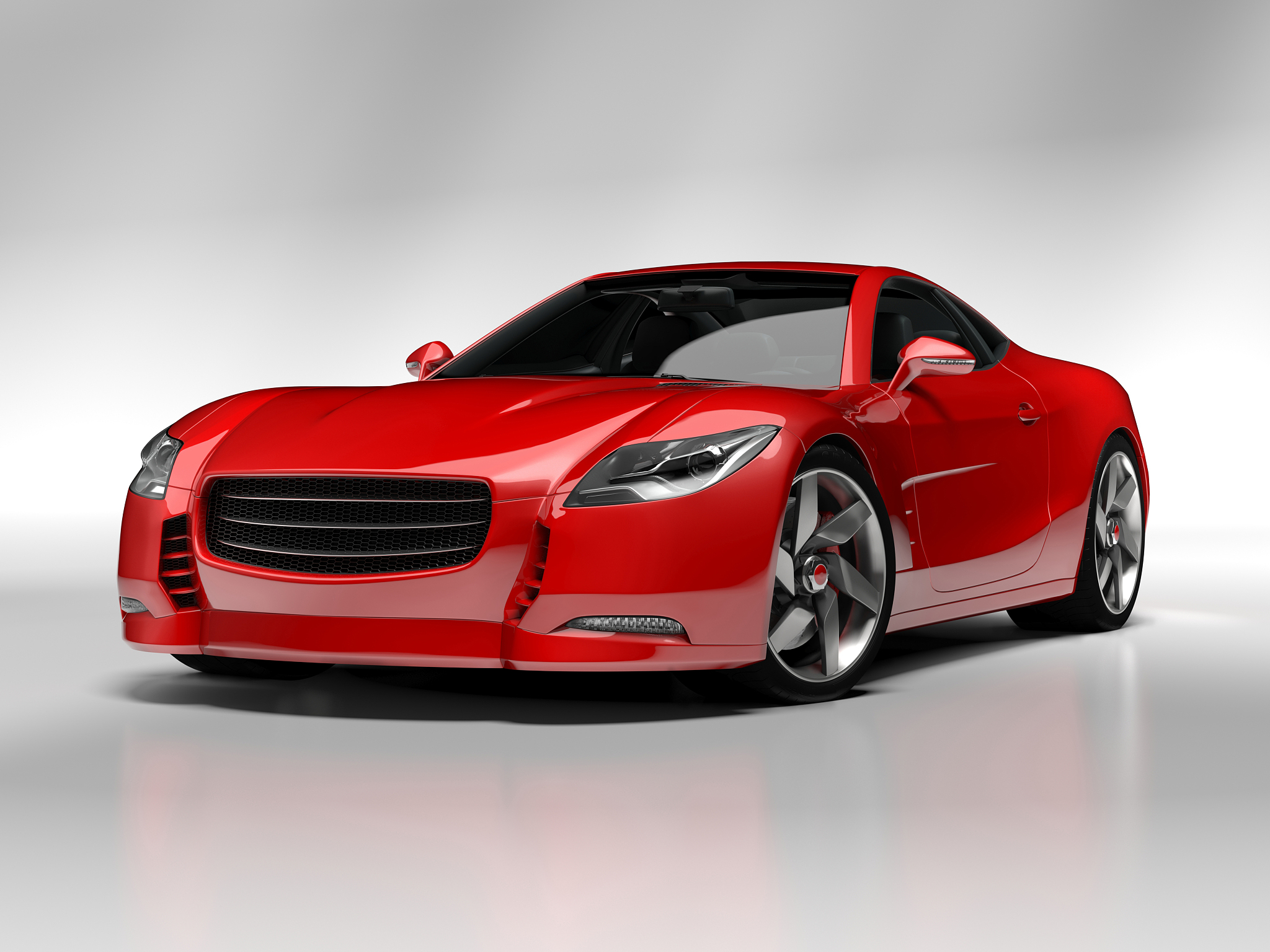 re<strong>d</strong> sports car with black windows