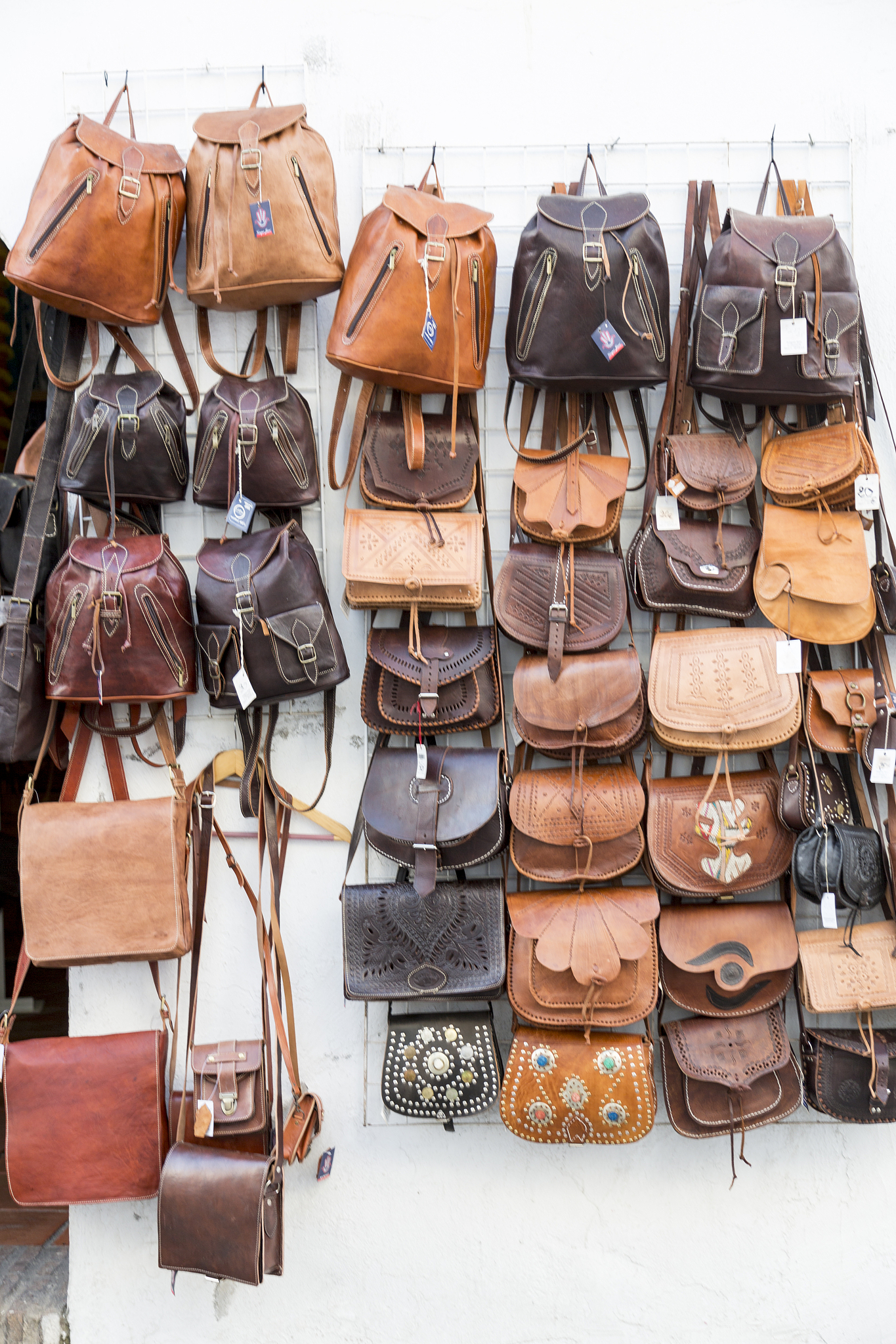 leather purses on display