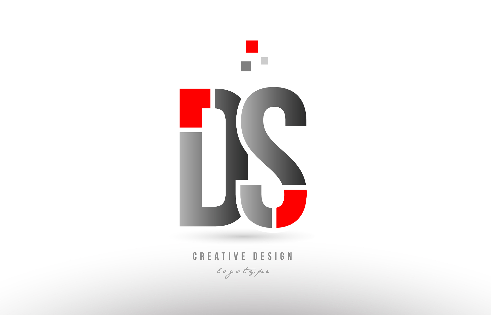 red grey alphabet letter ds d s logo combination