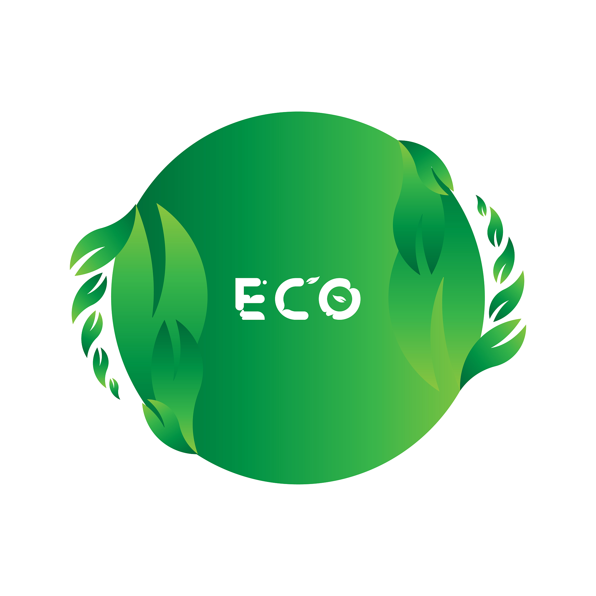 logo with green tree leaf for world ecology nature. flat vector 