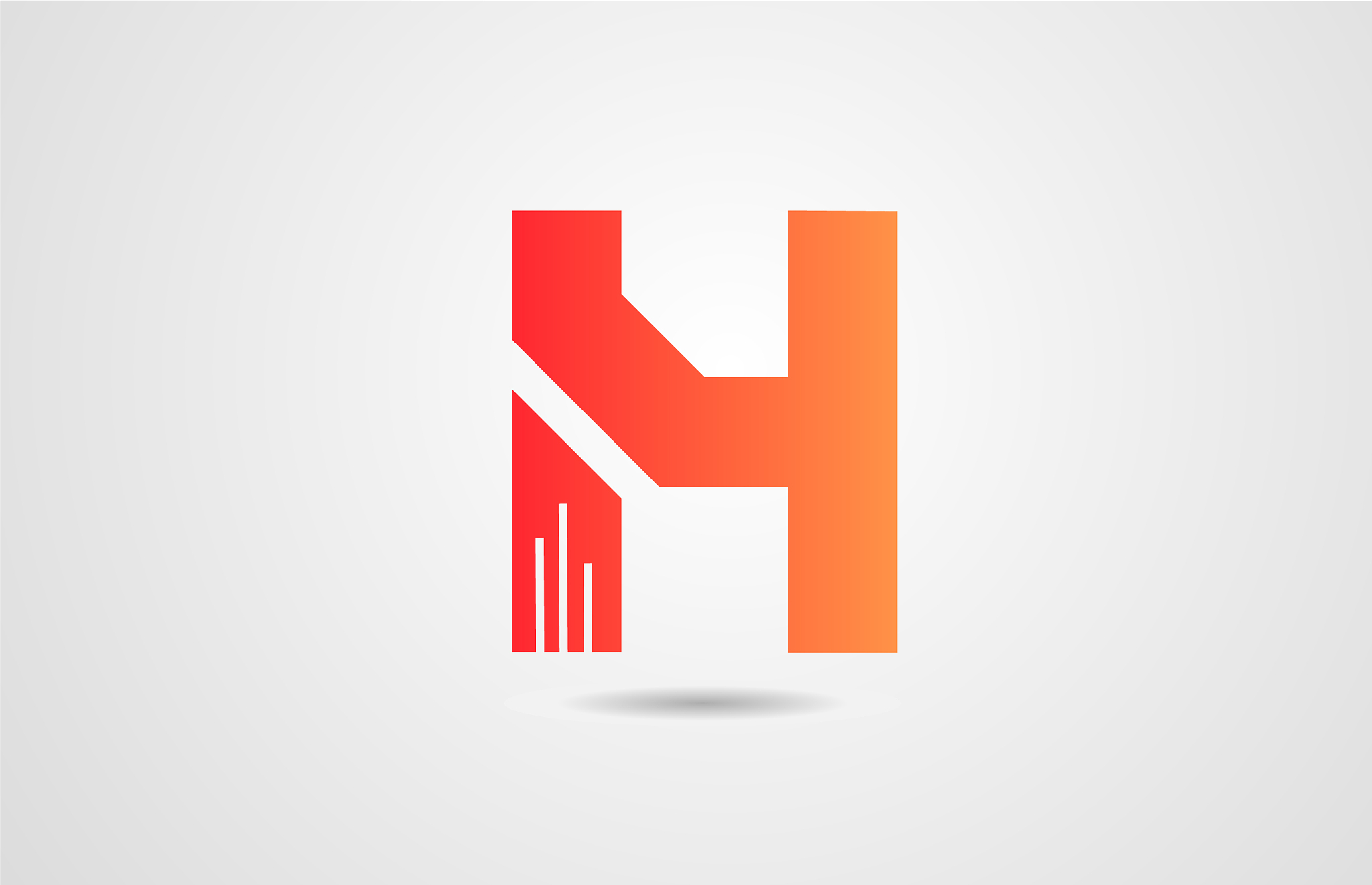 h orange alphabet letter logo icon design