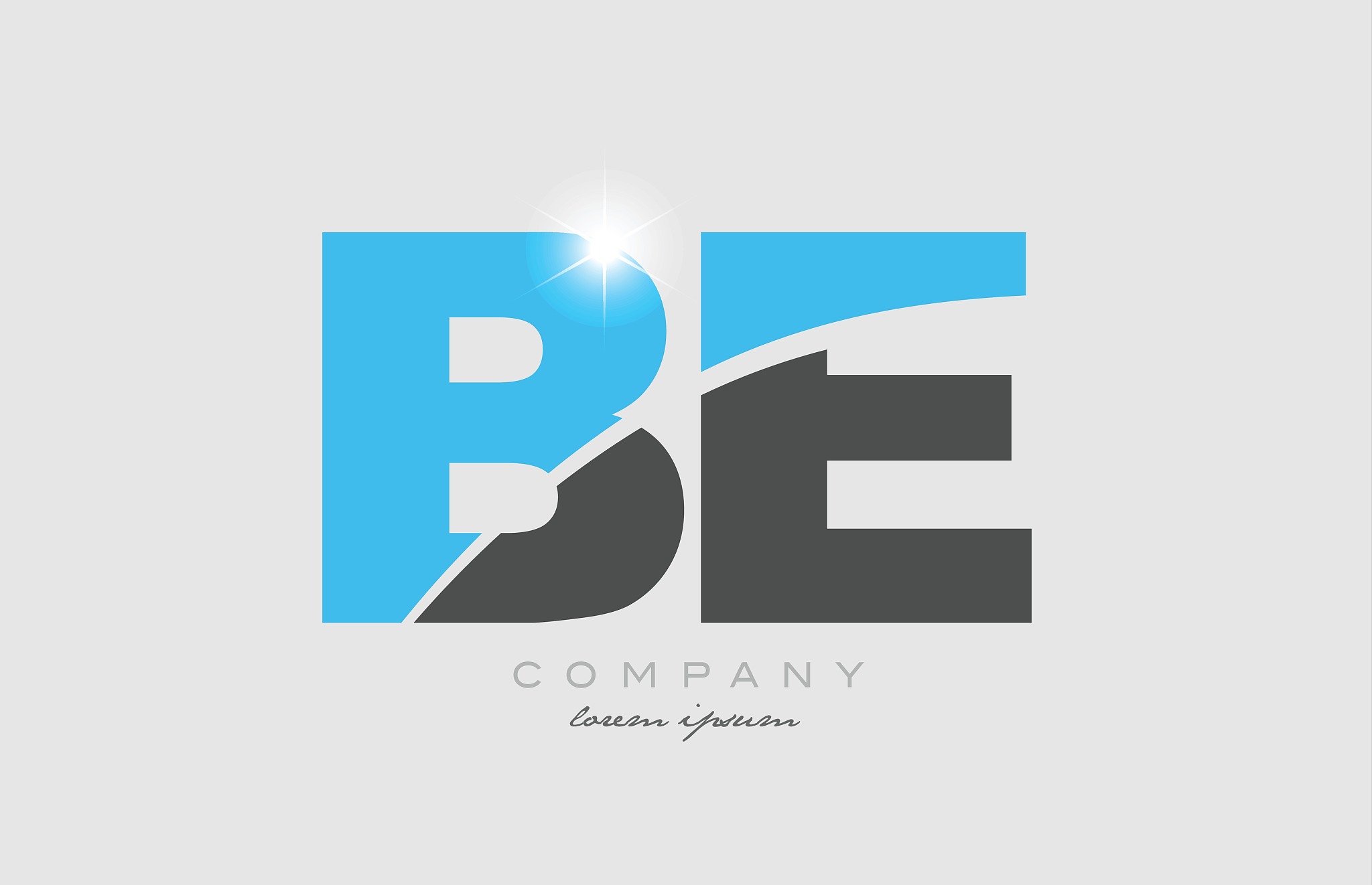 combination letter be b e in grey blue color alphabet for logo i