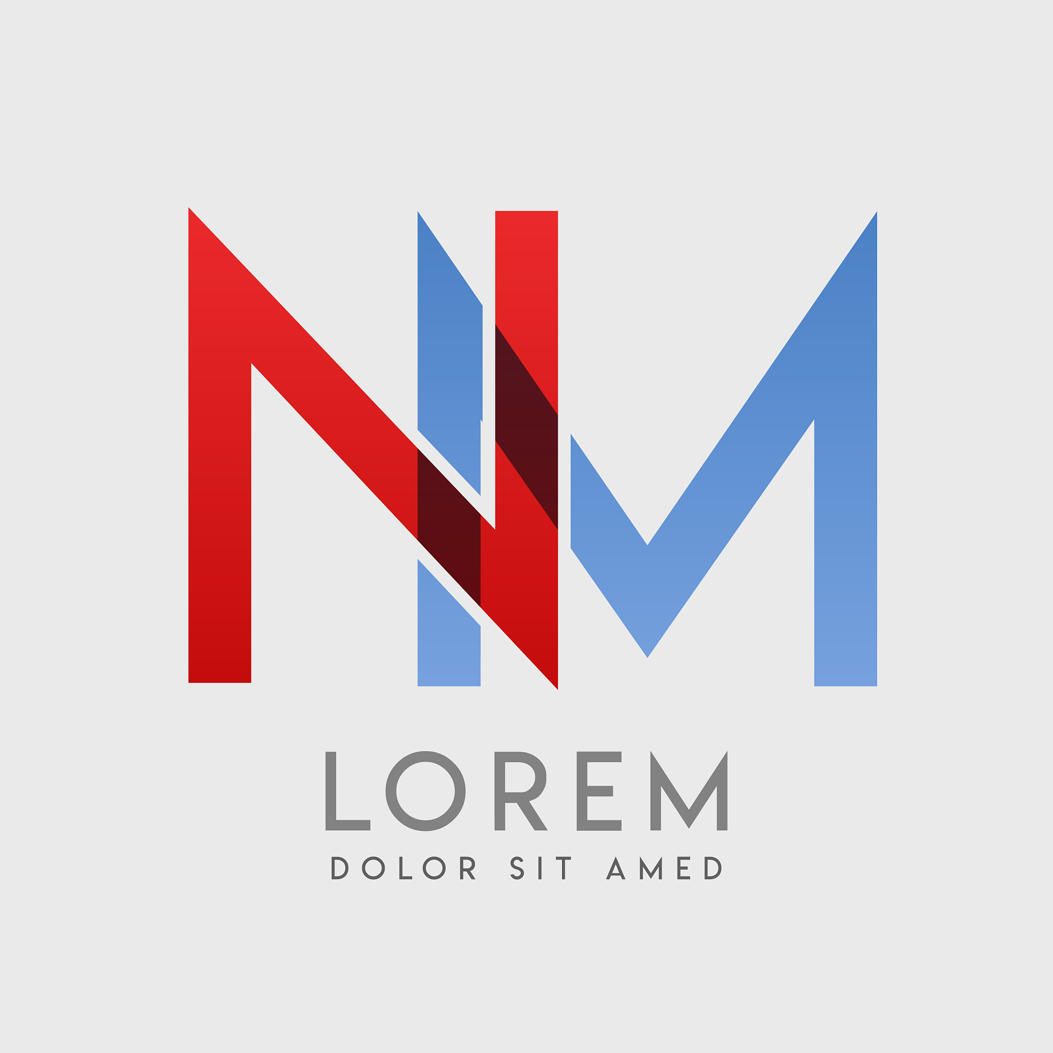 nm logo letters with blue and red gradation