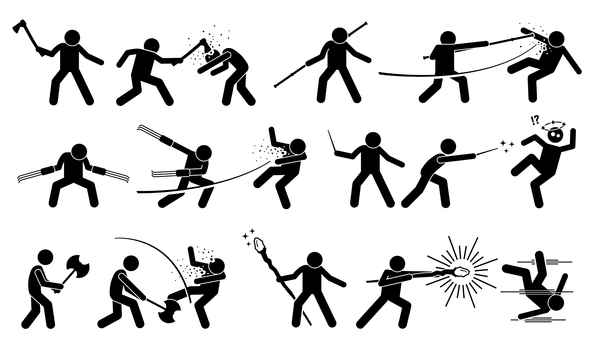 man using medieval war weapons to attack and
