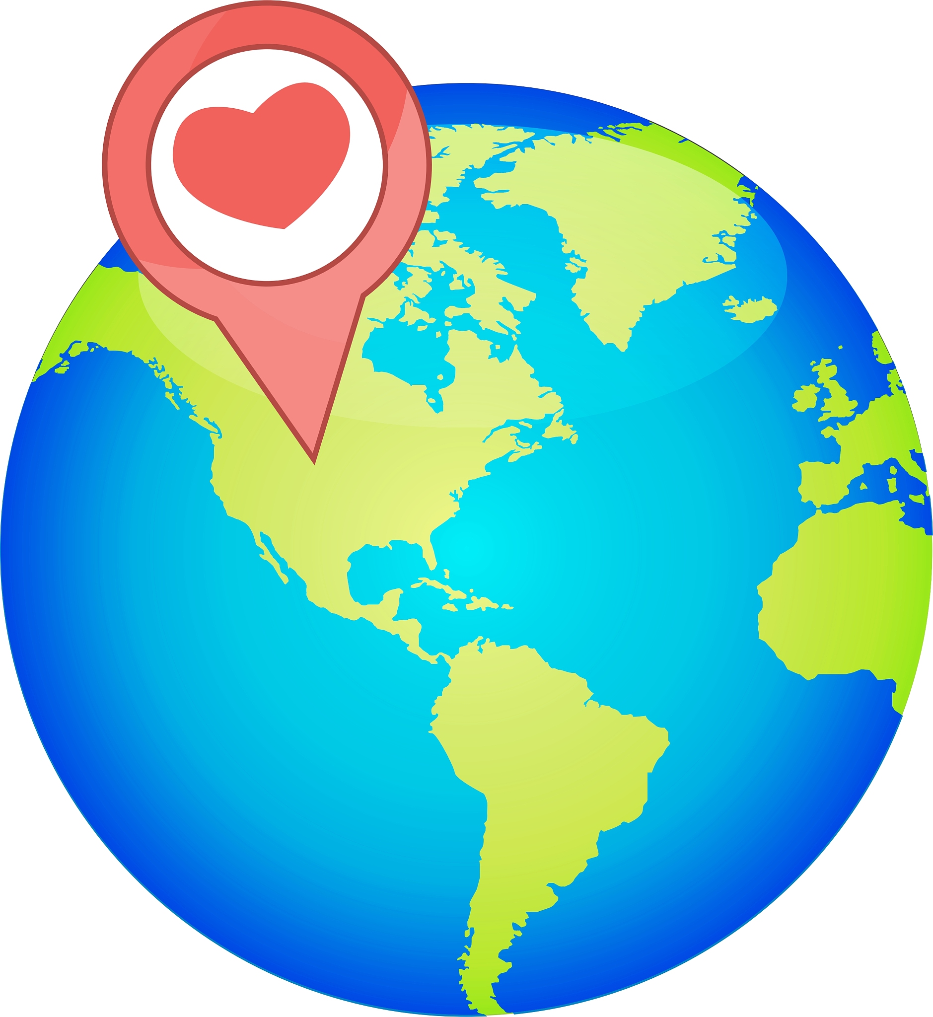 valentines day romantic heart with world map