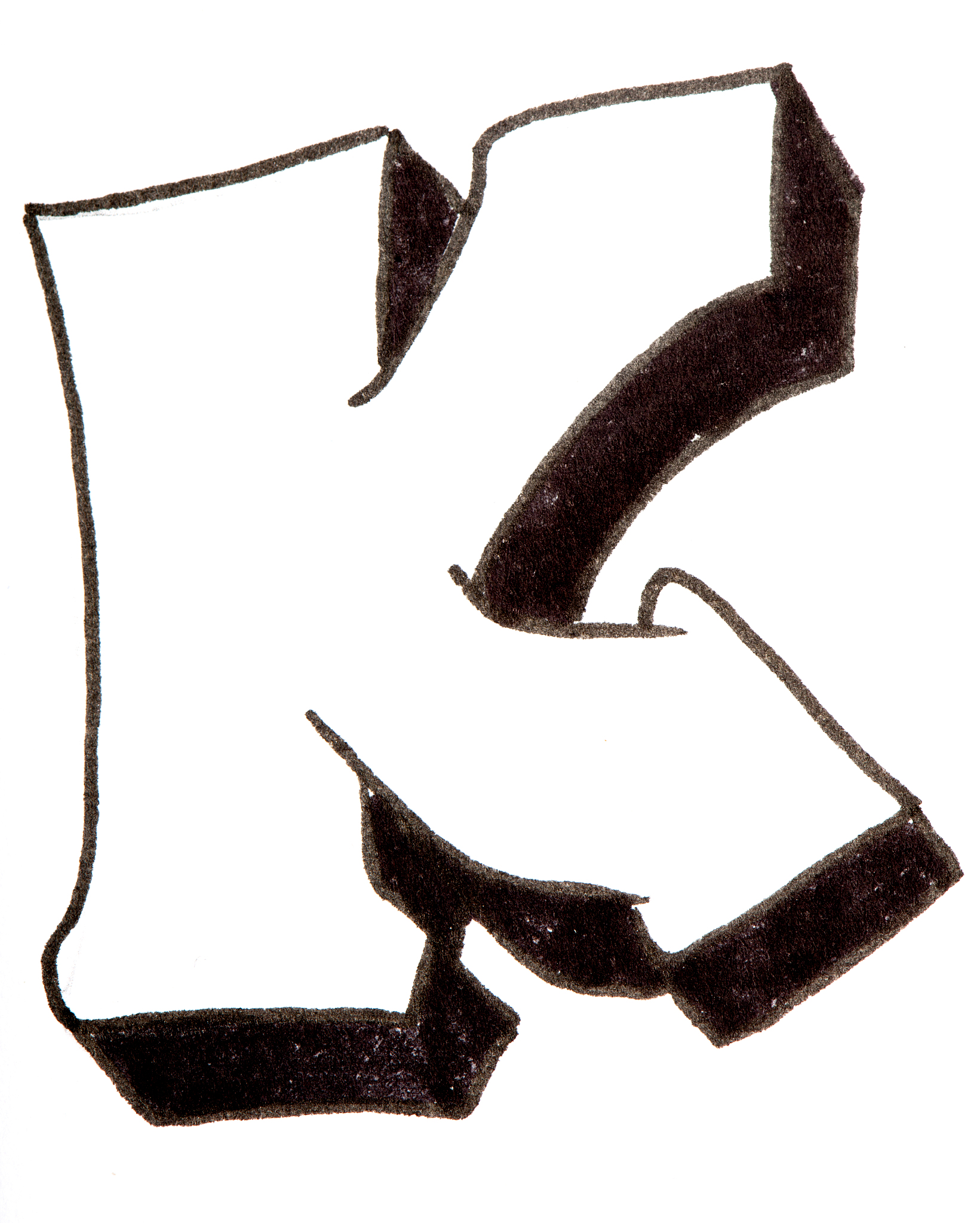 letter k, alphabet in graffiti style