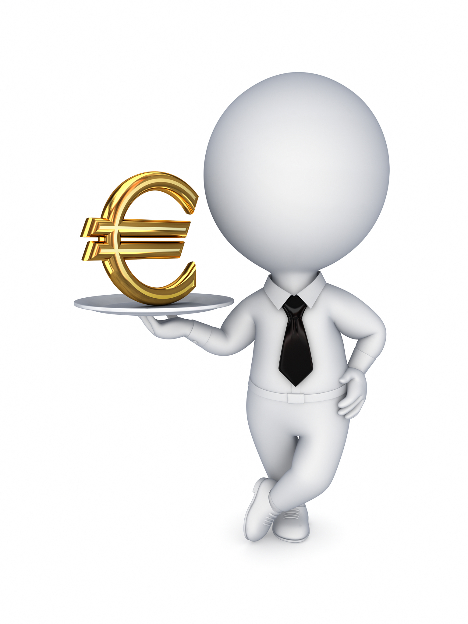 3d small person and euro sign.