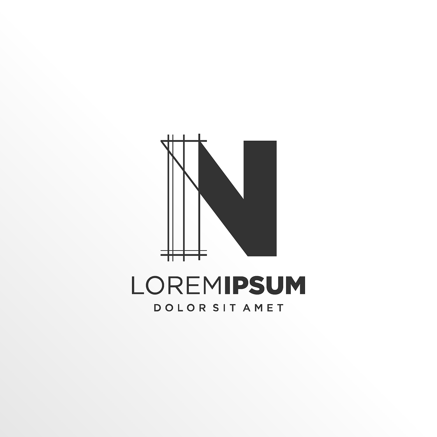 letter n logo design with architecture element