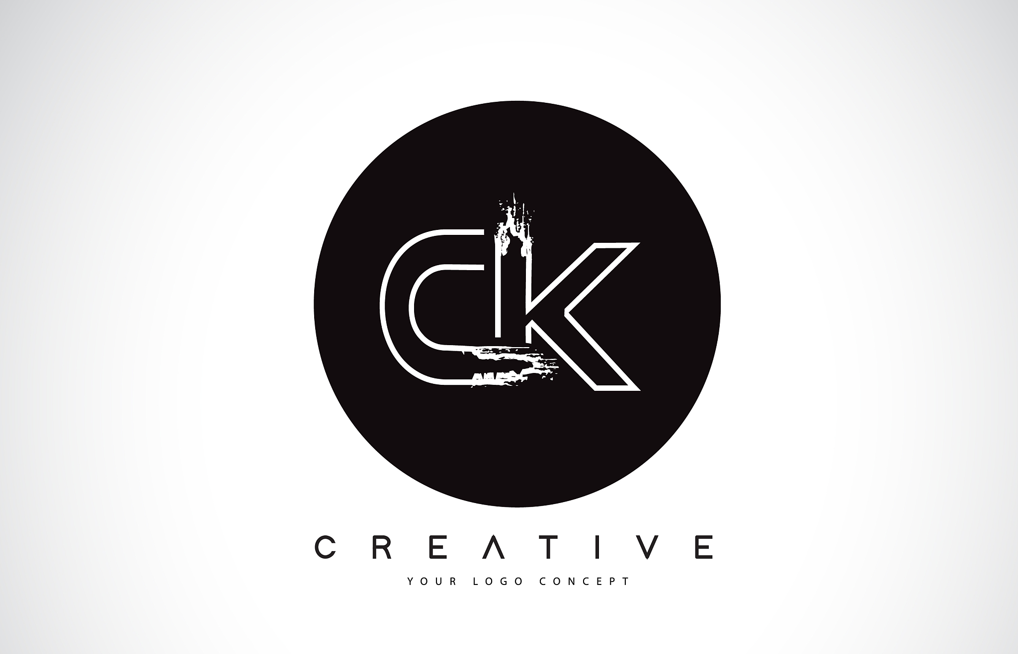 ck modern leter logo design with black and white