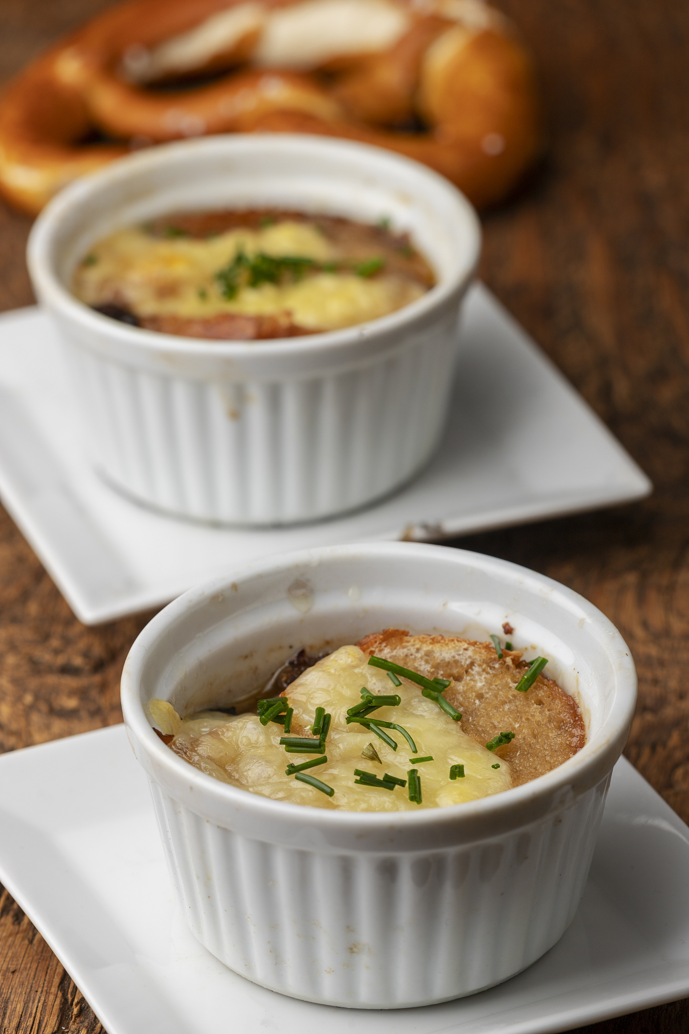 french onion soup on wood