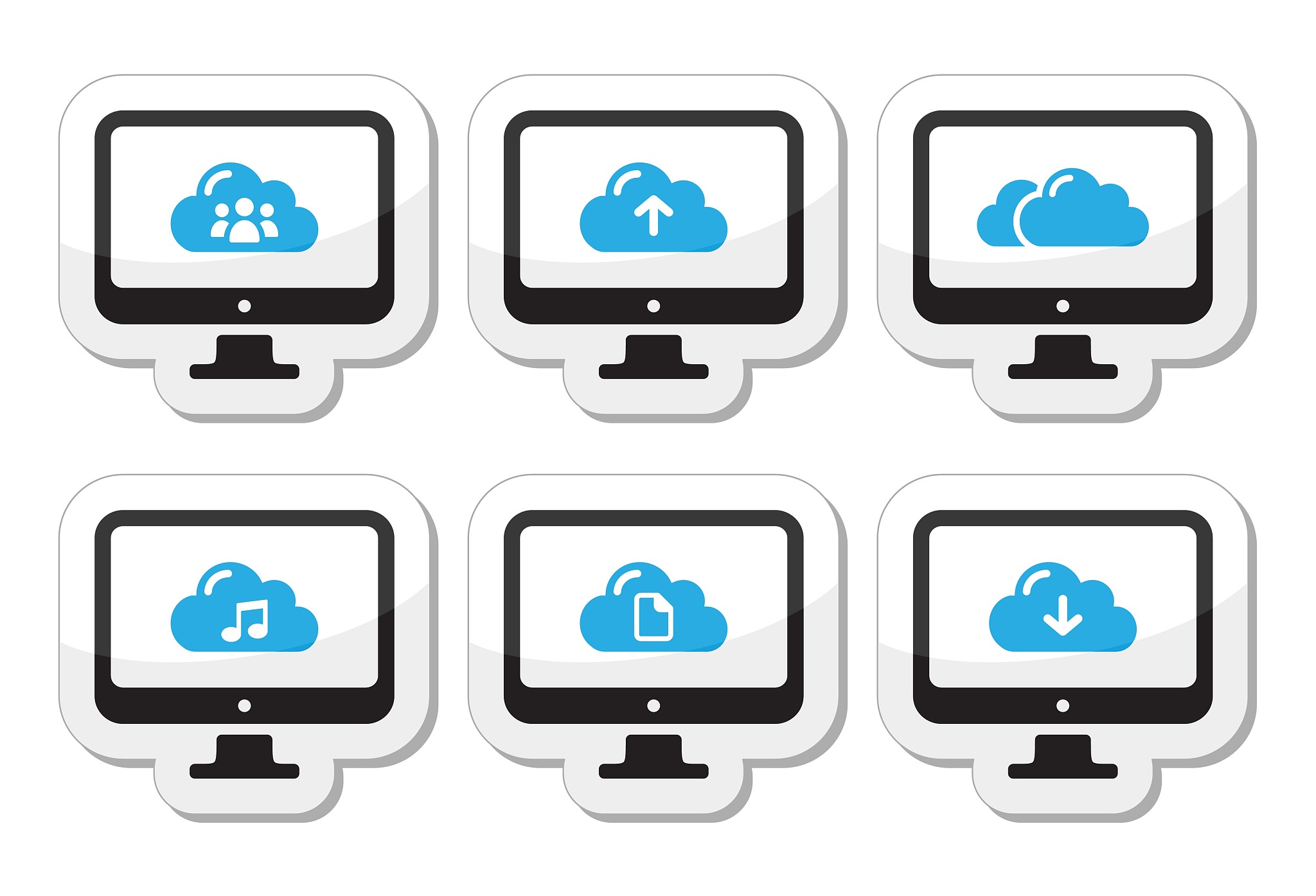 computer and cloud vector icons set for web