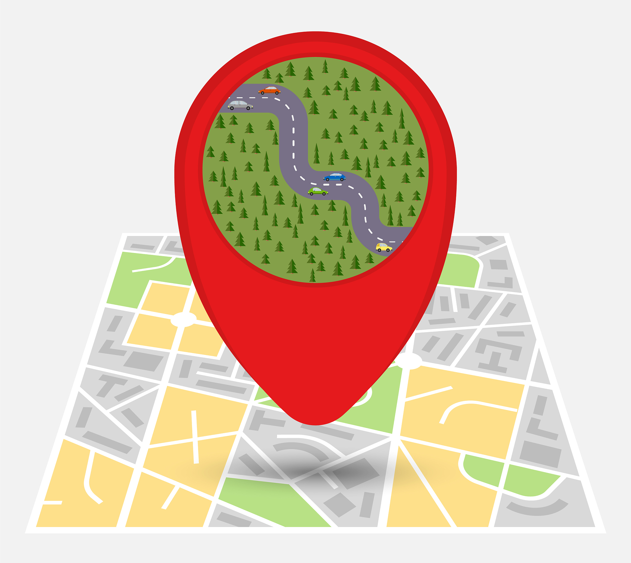 map of an imaginary city with point on the map