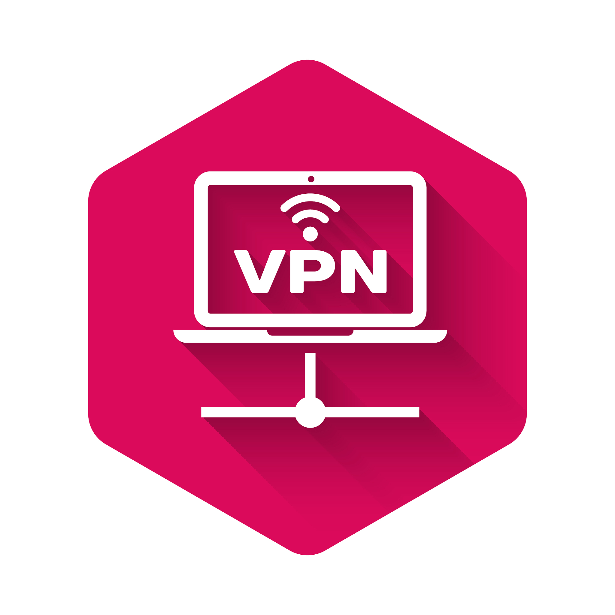 white vpn computer network icon isolated with long