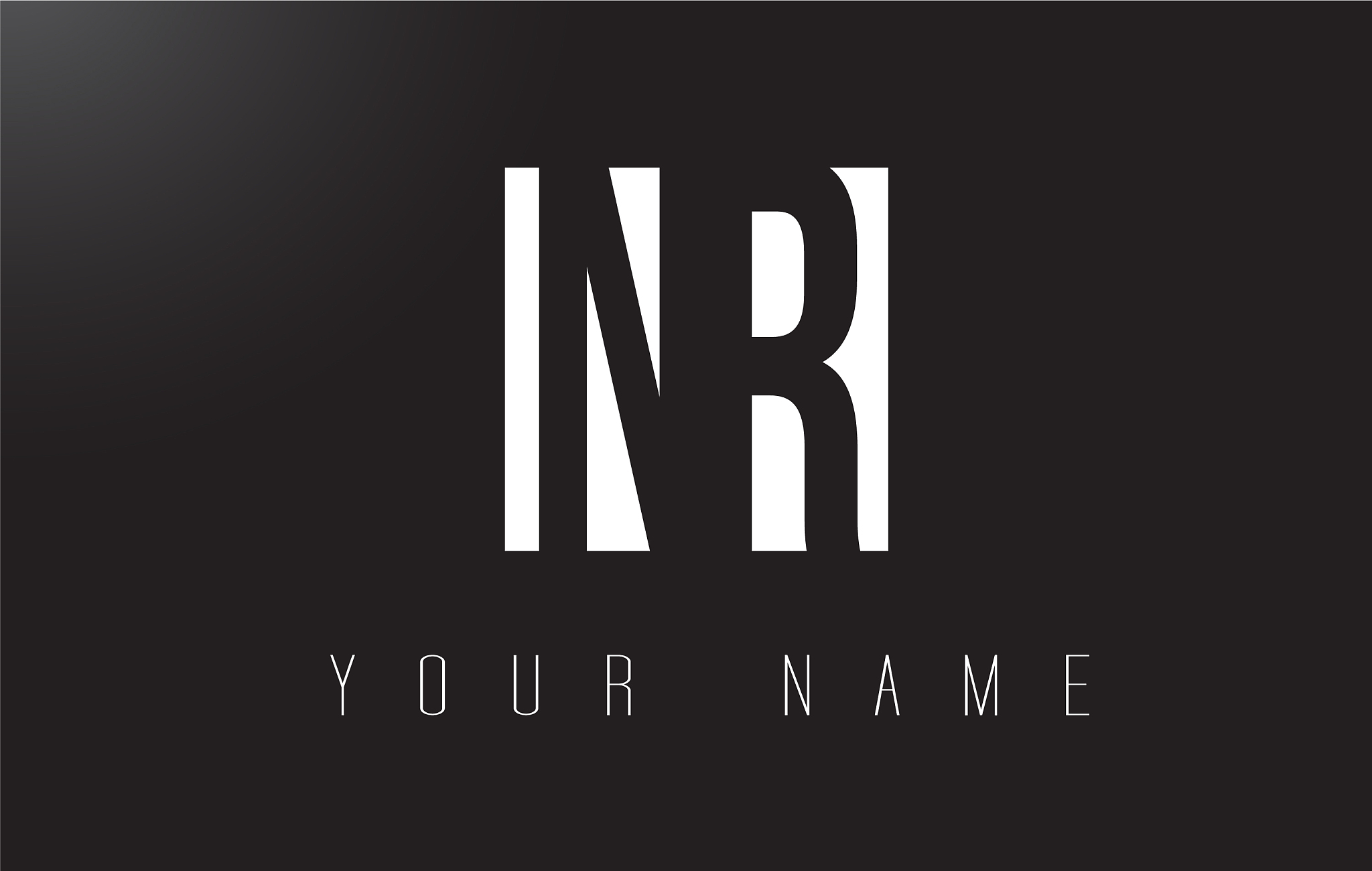 nr letter logo with black and white negative