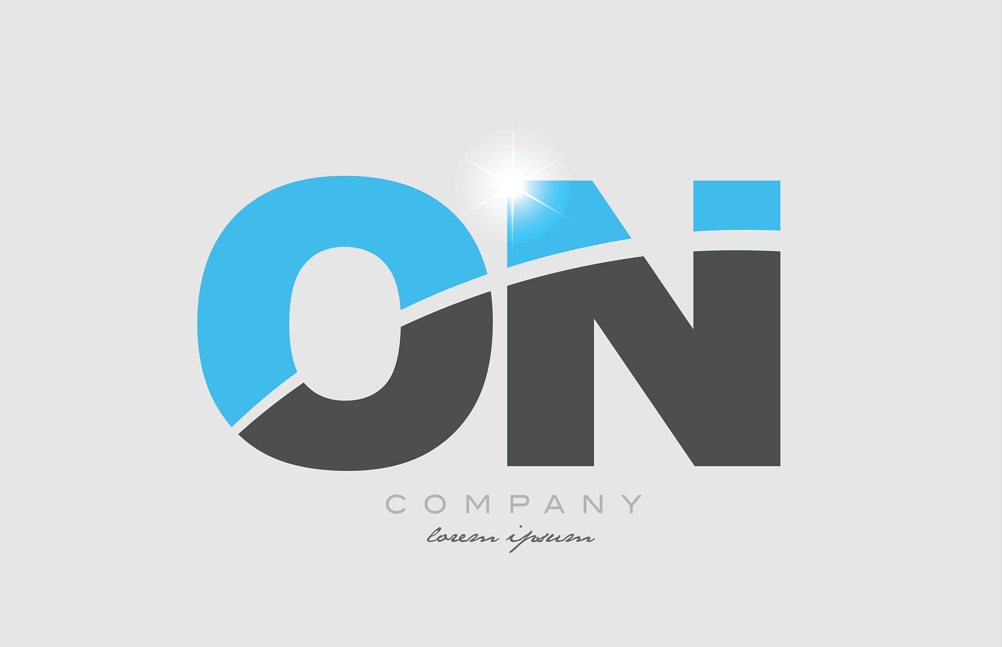 combination letter on o n in grey blue color alphabet for logo i