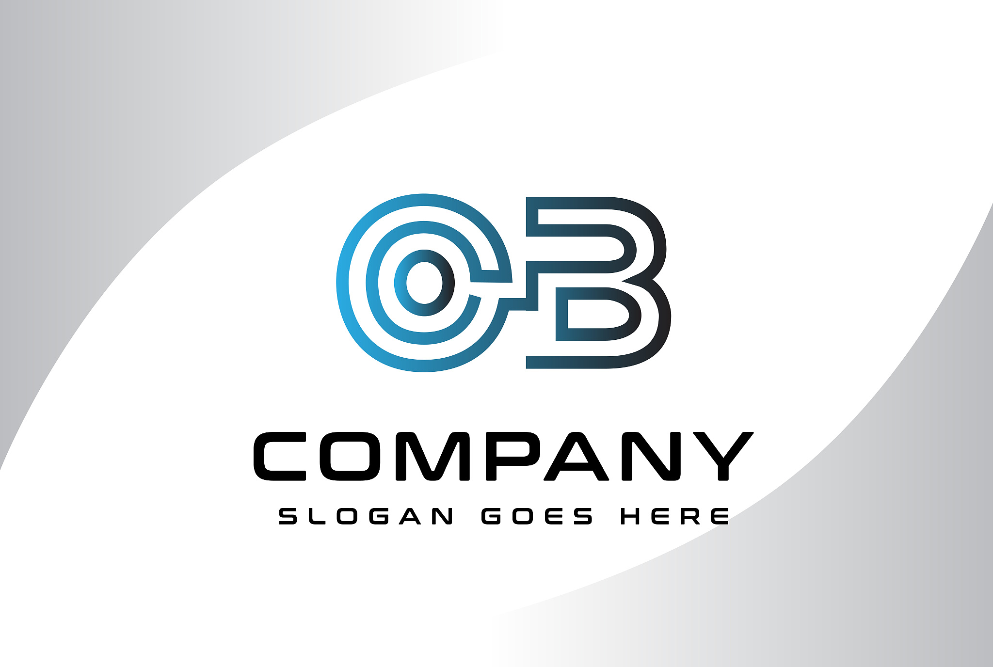 blue black gradient initial letter ob logo vector template