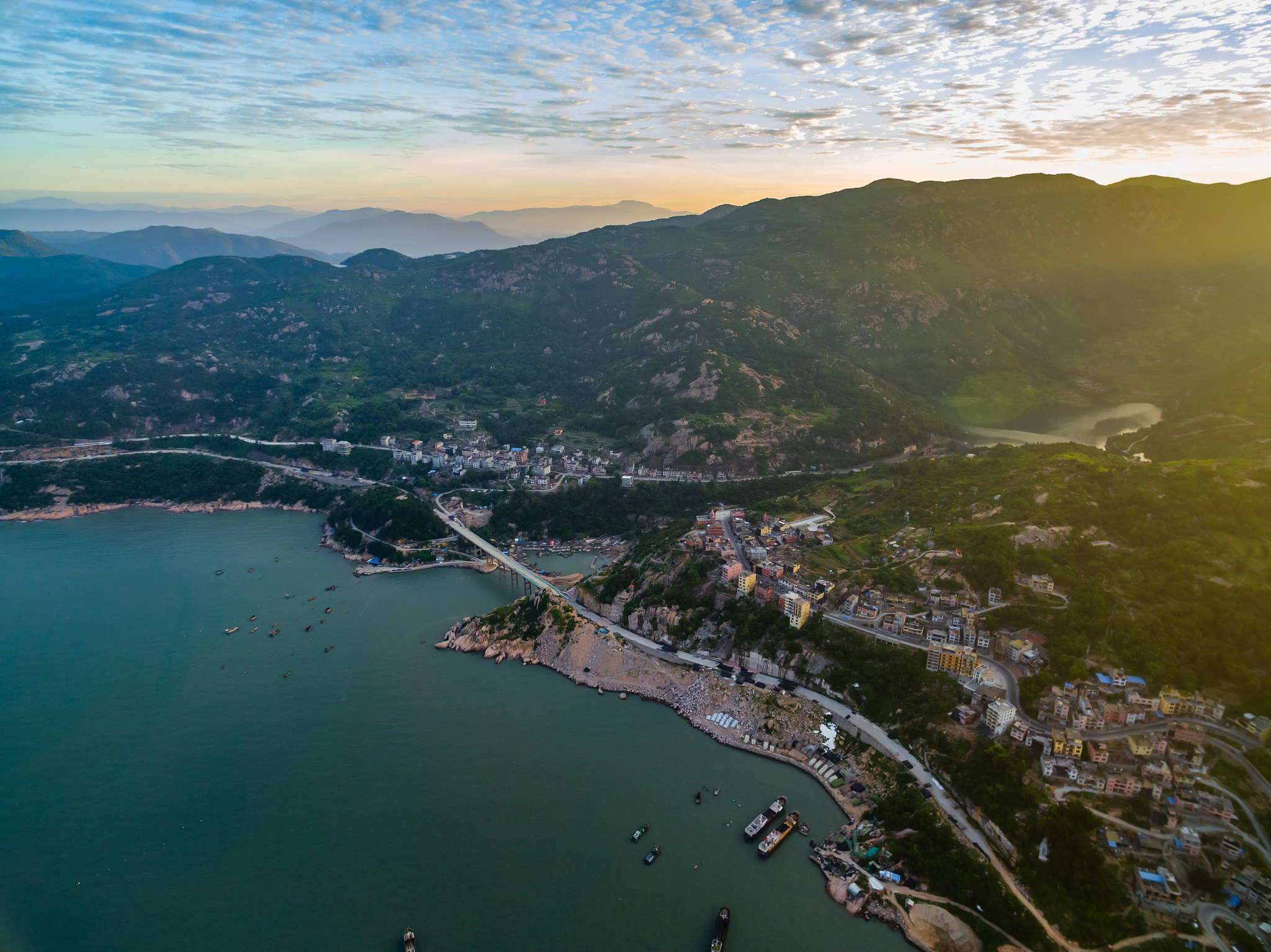 航拍福建霞浦晨光