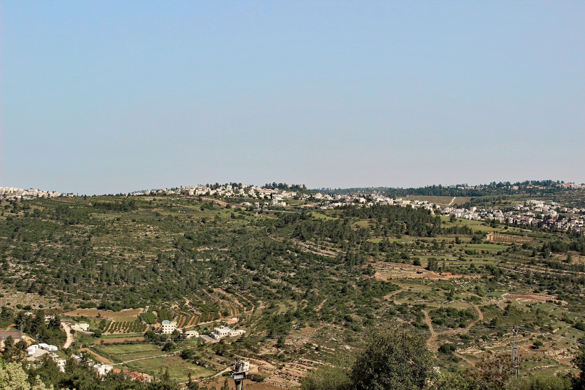 photo of green mountains with settlements near jerusalem, israel