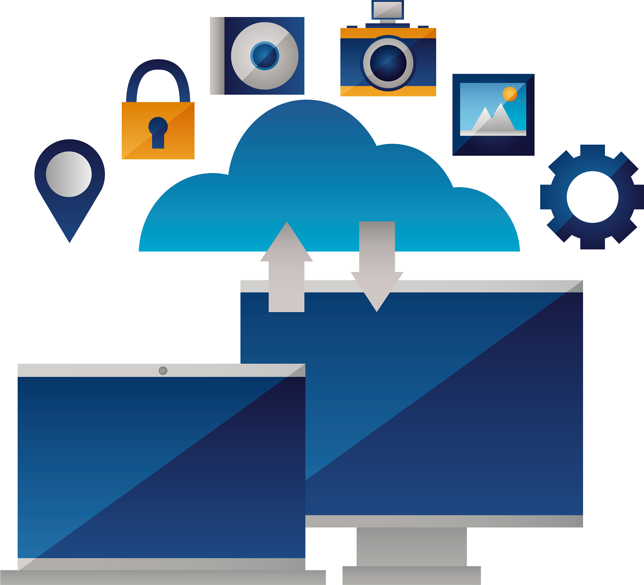 cloud computing monitor laptop upload download