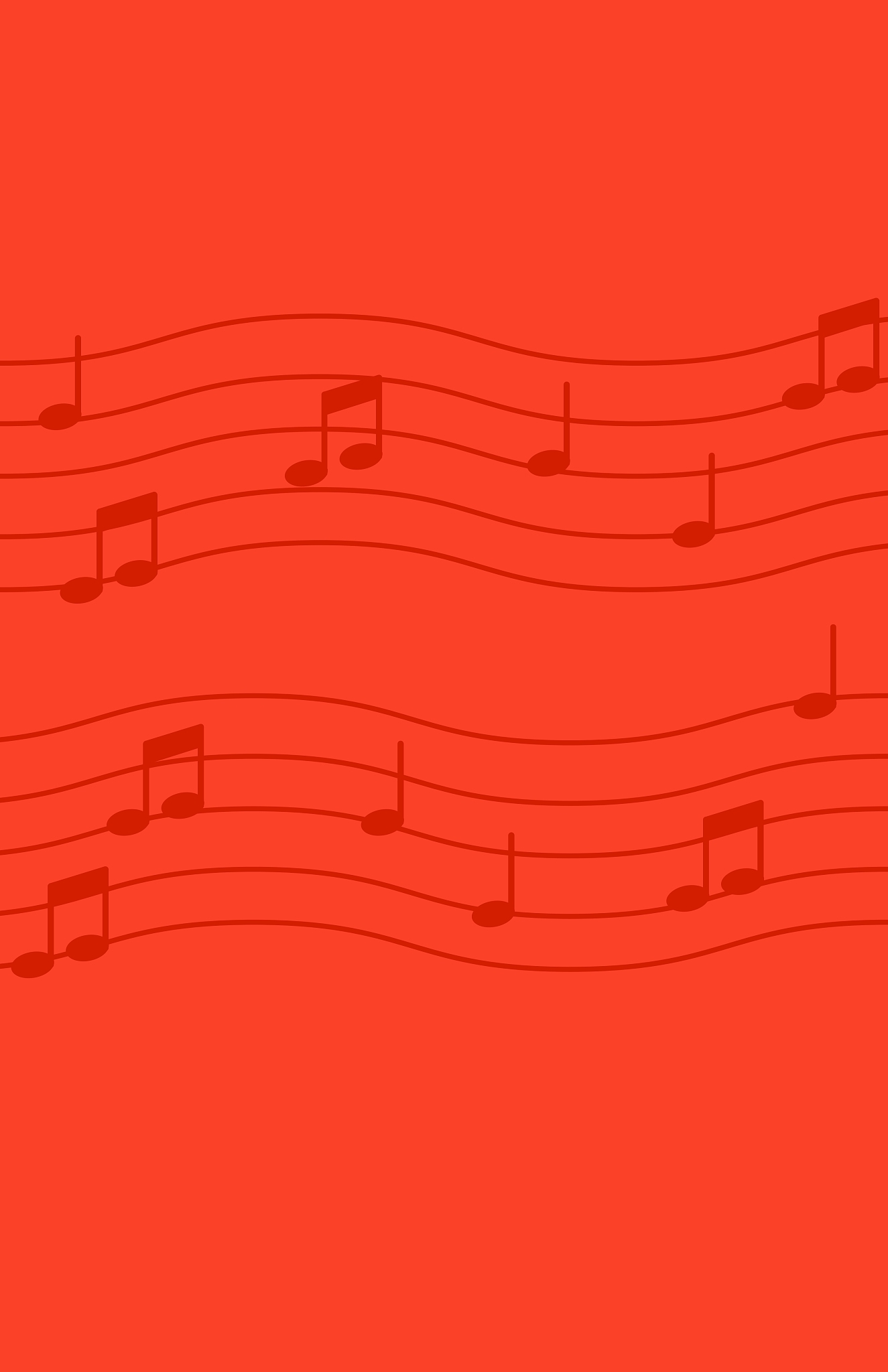 music notes on red background