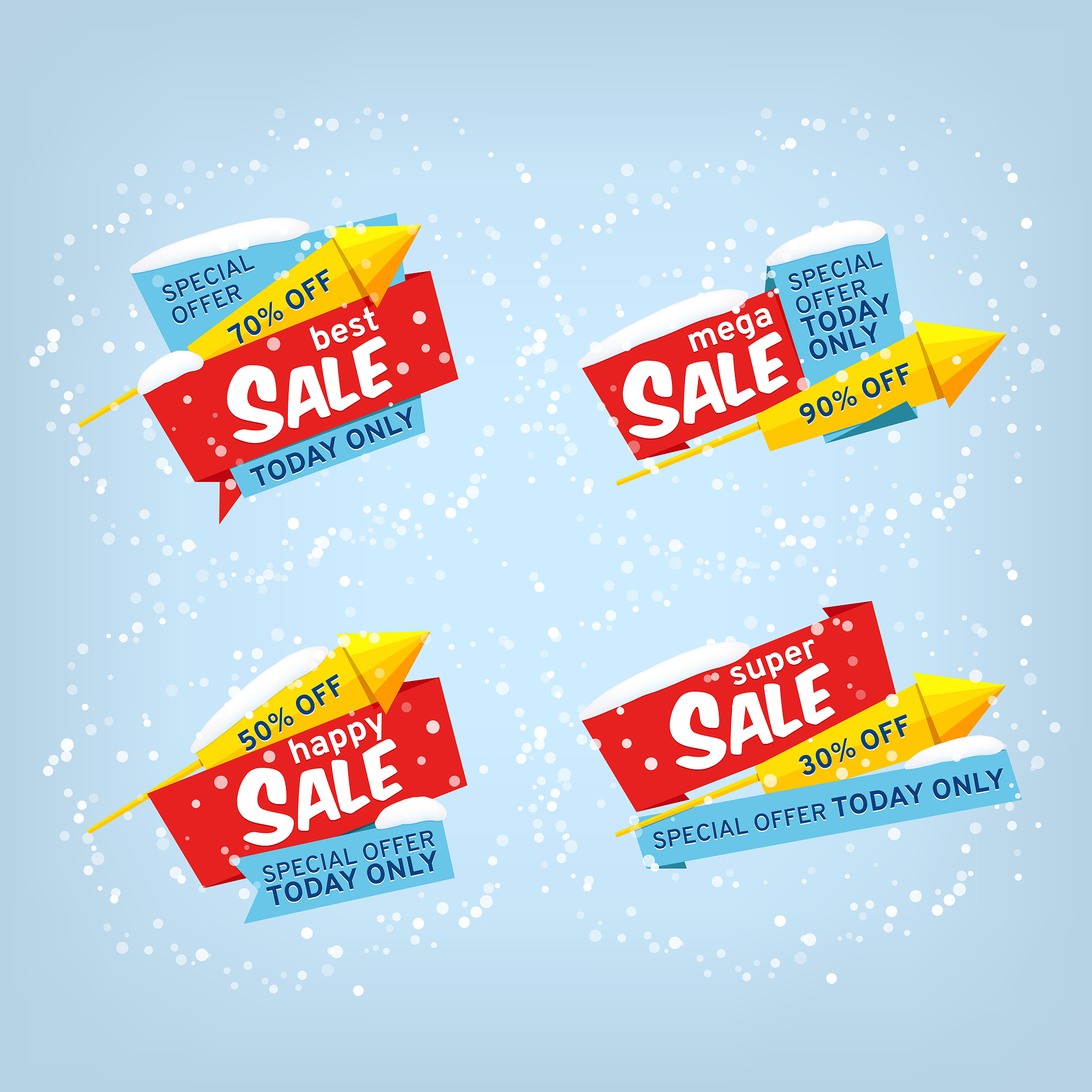 super sale, mega sale, happy sale, best sale. winter set vector 