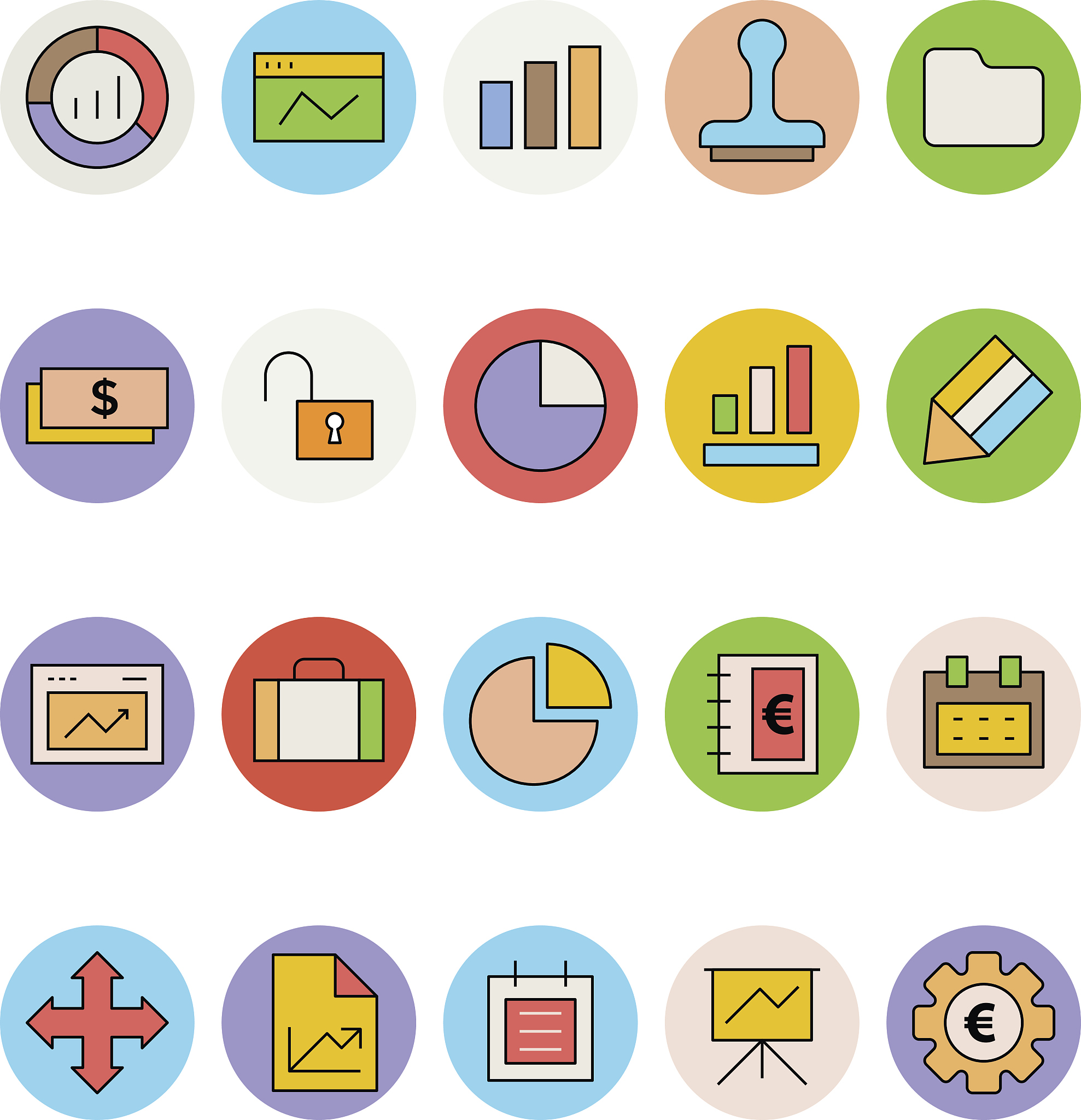 business and office colored vector icons 1